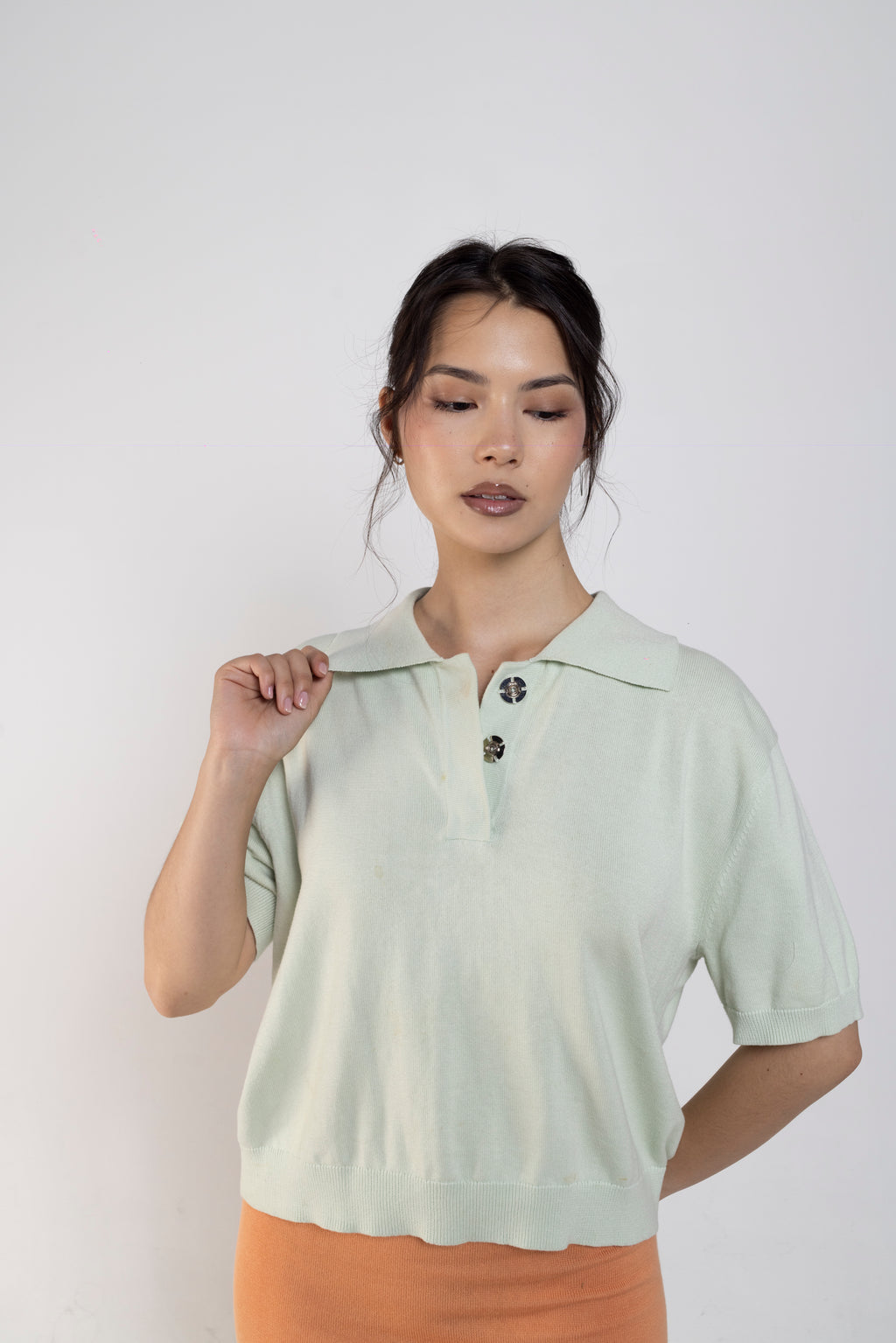 Bellis Crop Polo In Sage