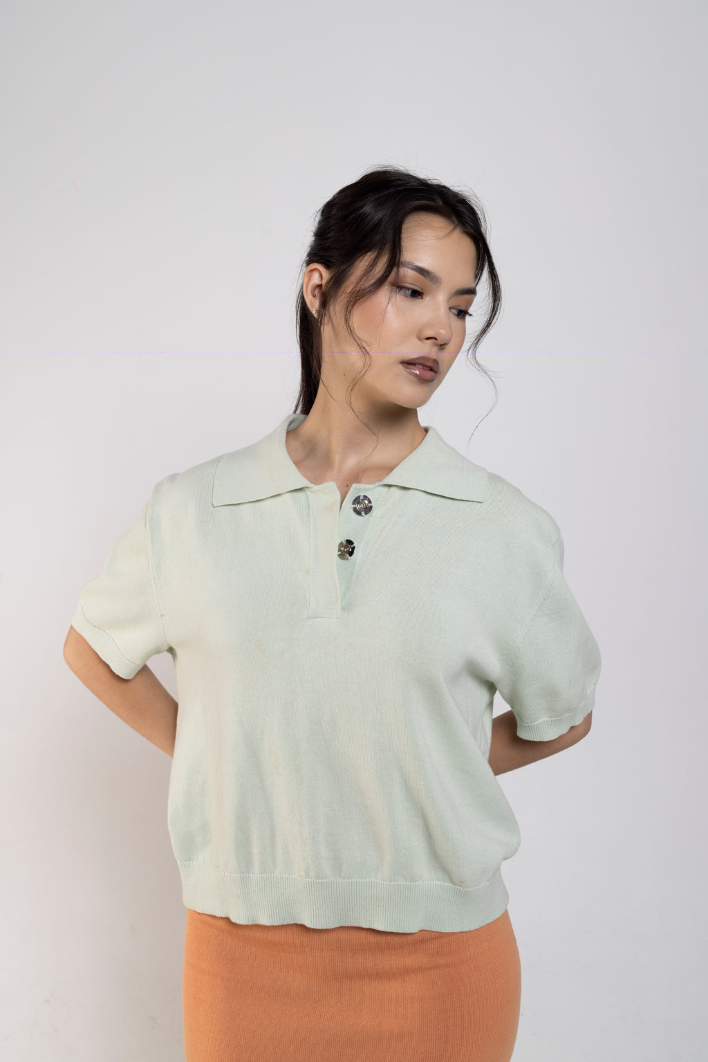 Bellis Crop Polo In Sage