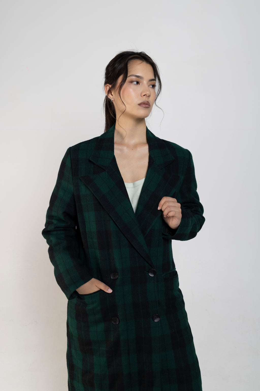 Vintage Peaks Ultralong Jacket In Green Plaid