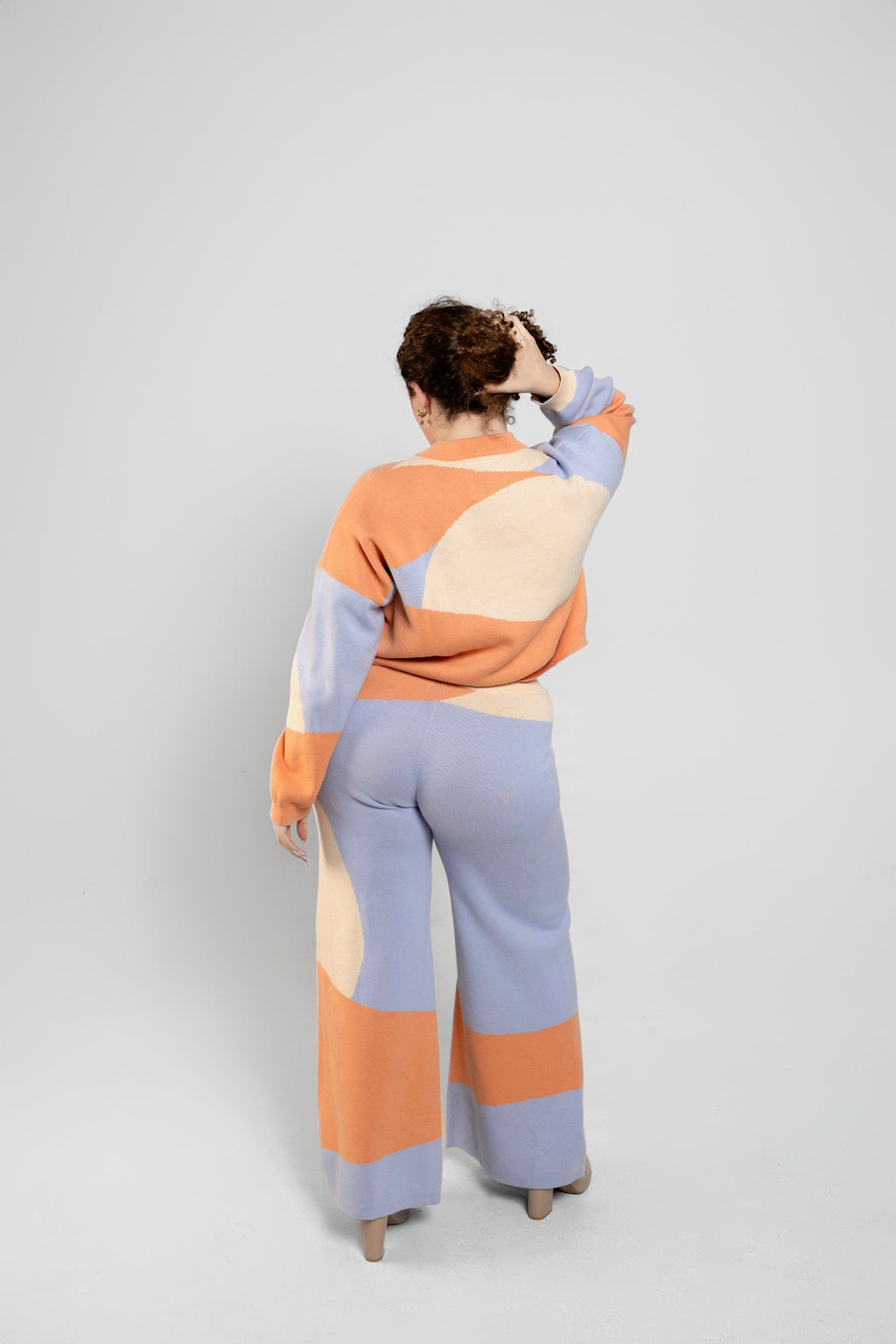 Farah Wide Leg Knit Pants In Desert Sunset