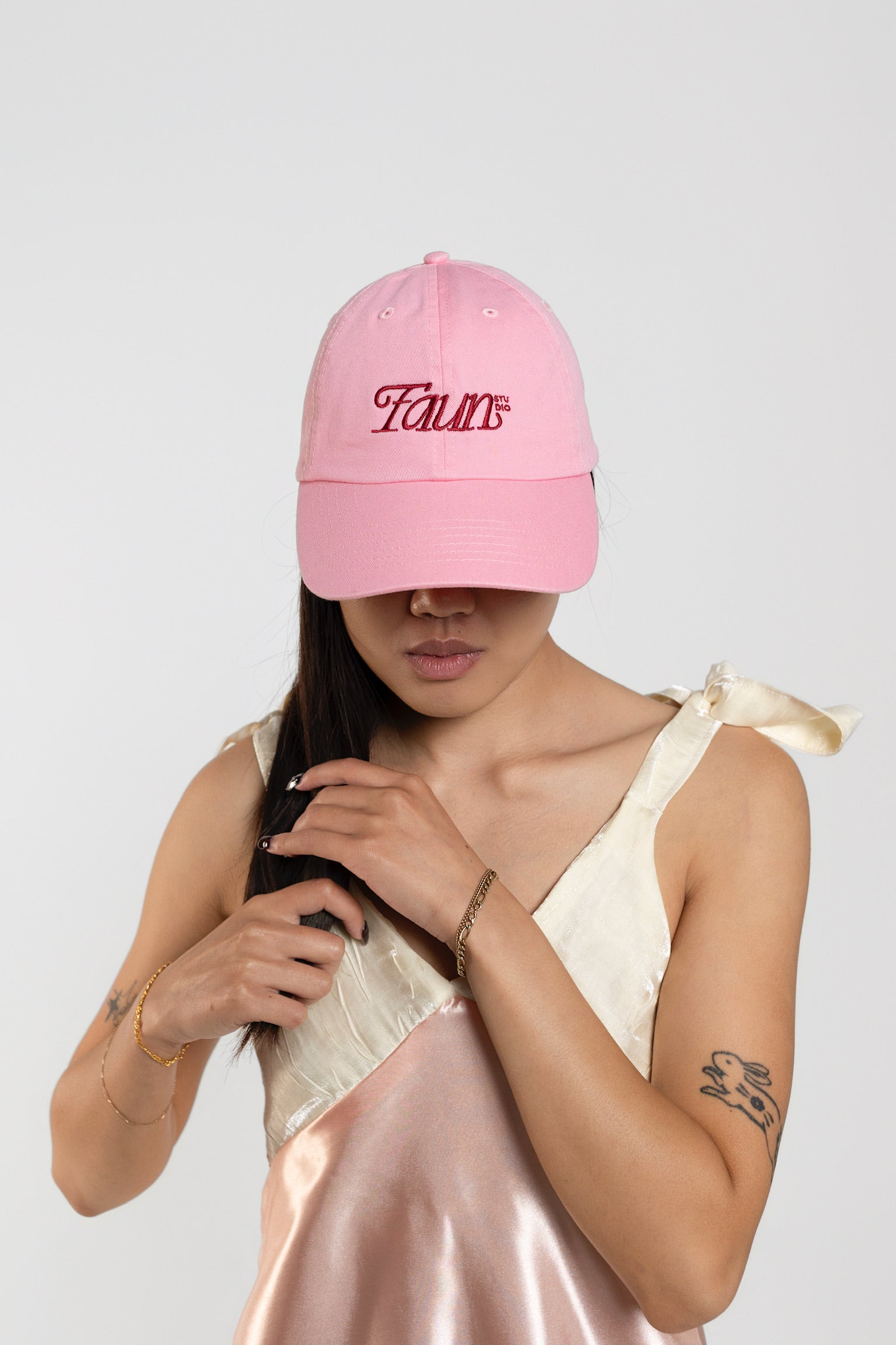 Baby Pink Faun Embroidered Dad Hat
