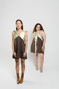 Sage and Mocha Upcycled Babydoll Dress