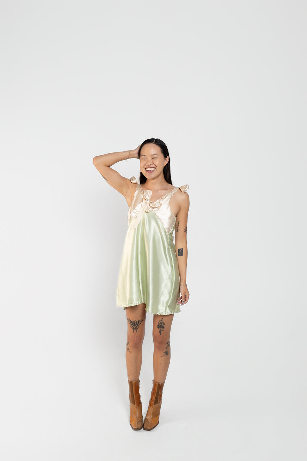 Sage Upcycled Babydoll Dress