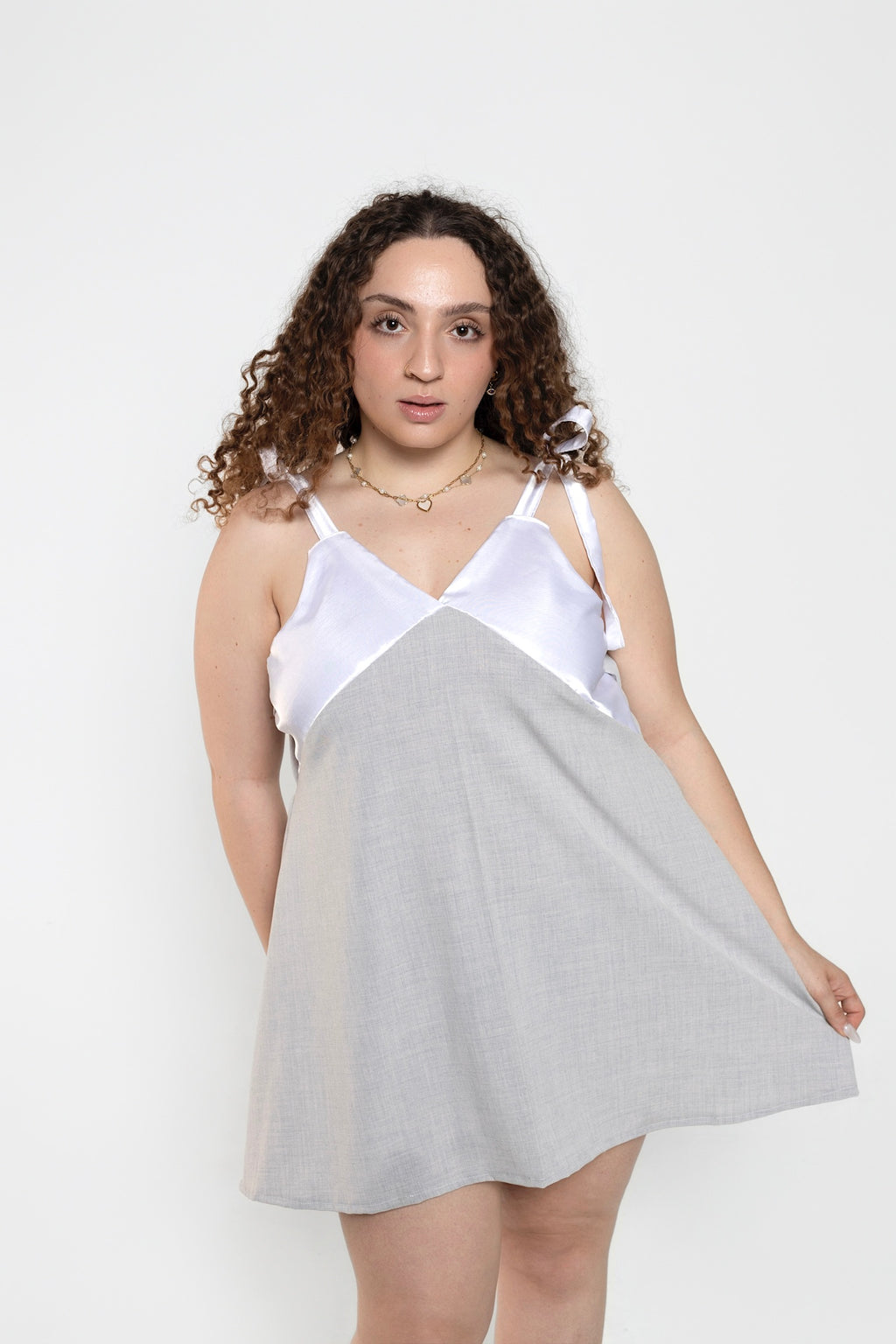 Grey Upcycled Babydoll Dress