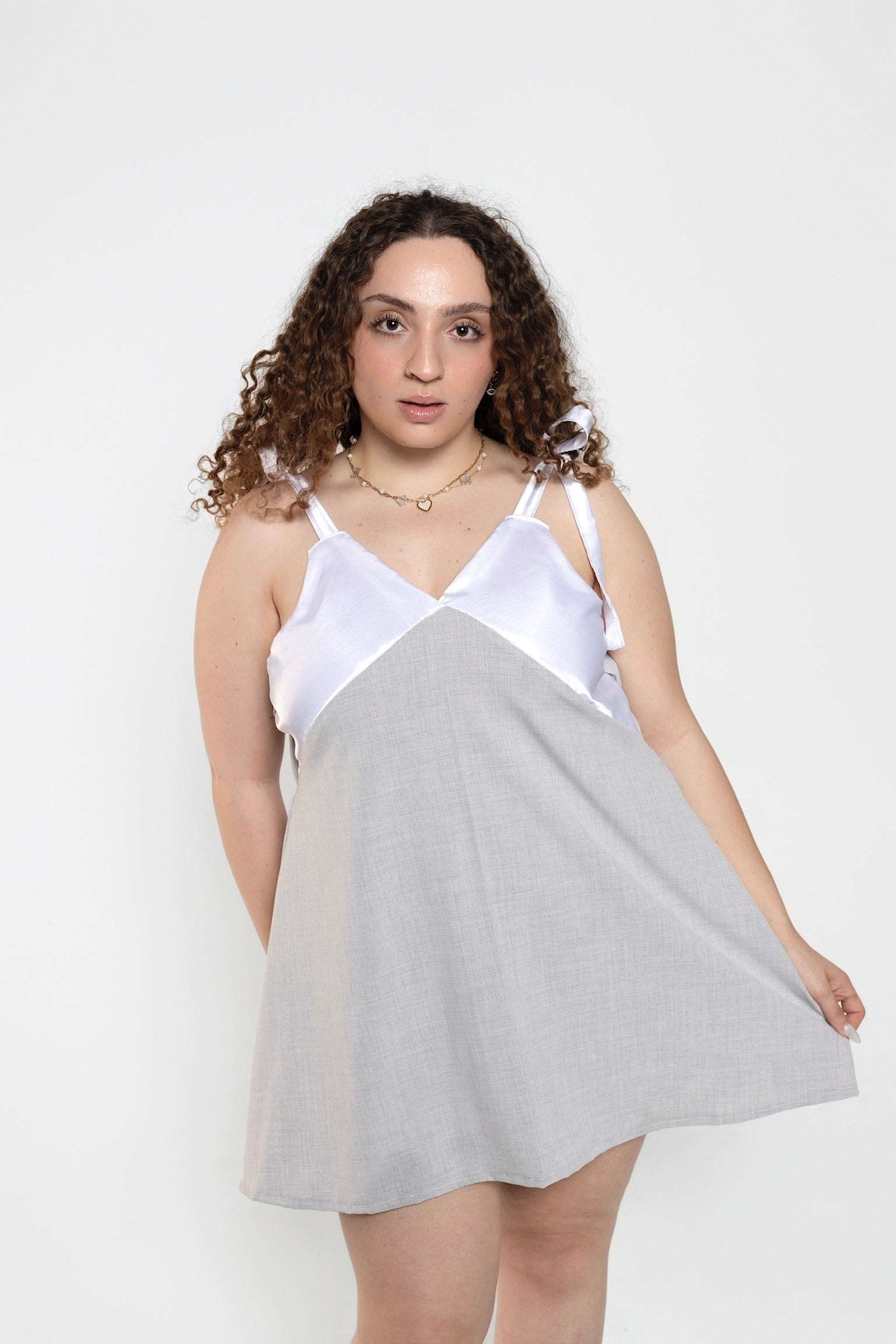 Grey Upcycled Babydoll Dress