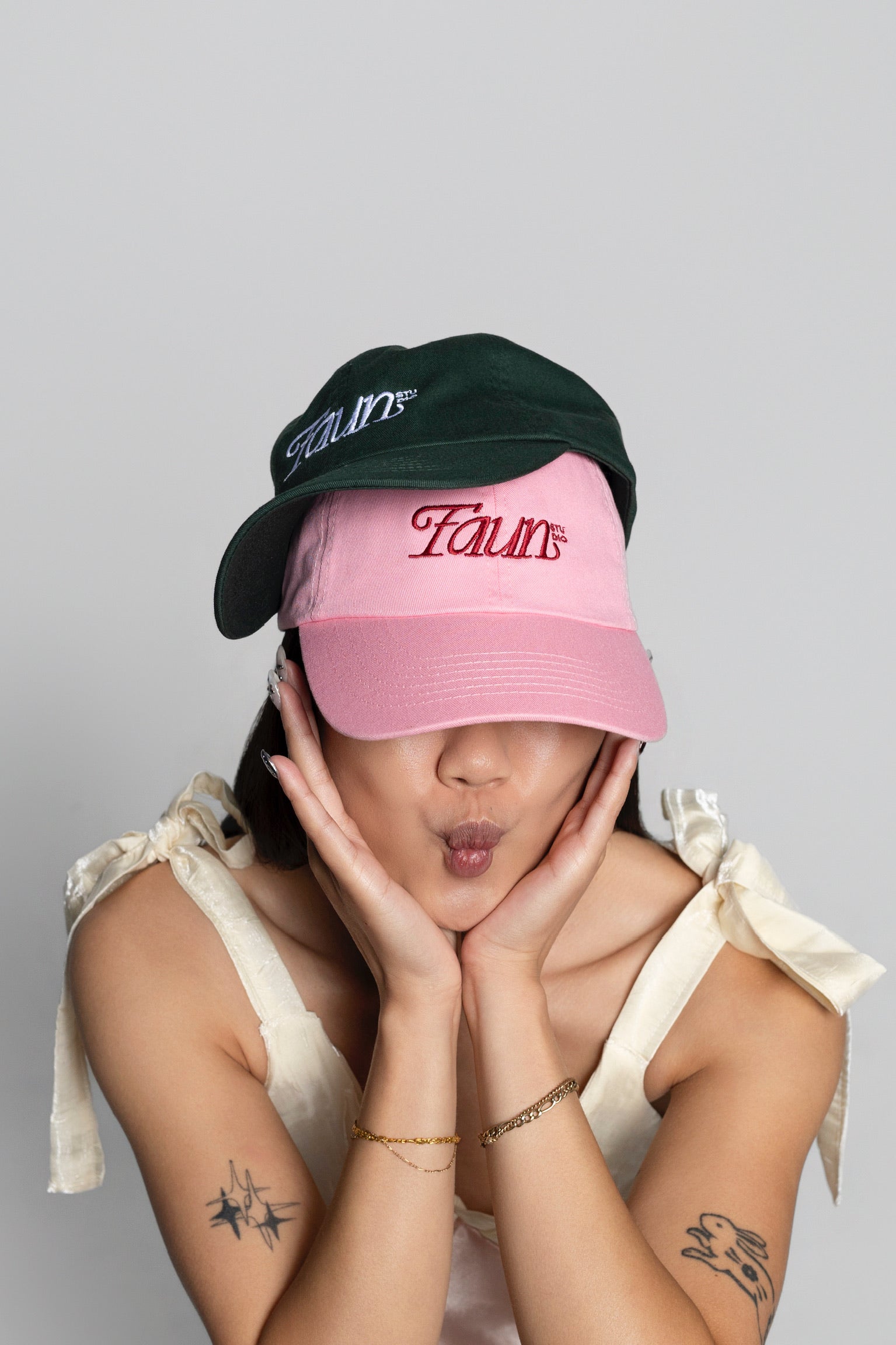 Baby Pink Faun Embroidered Dad Hat