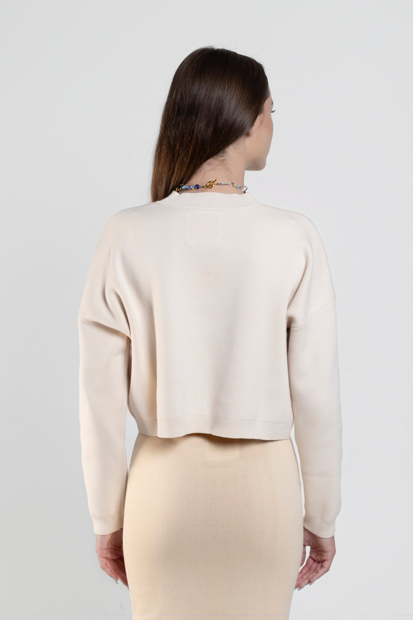 Nala Cropped Crewneck Sweater In Ivory