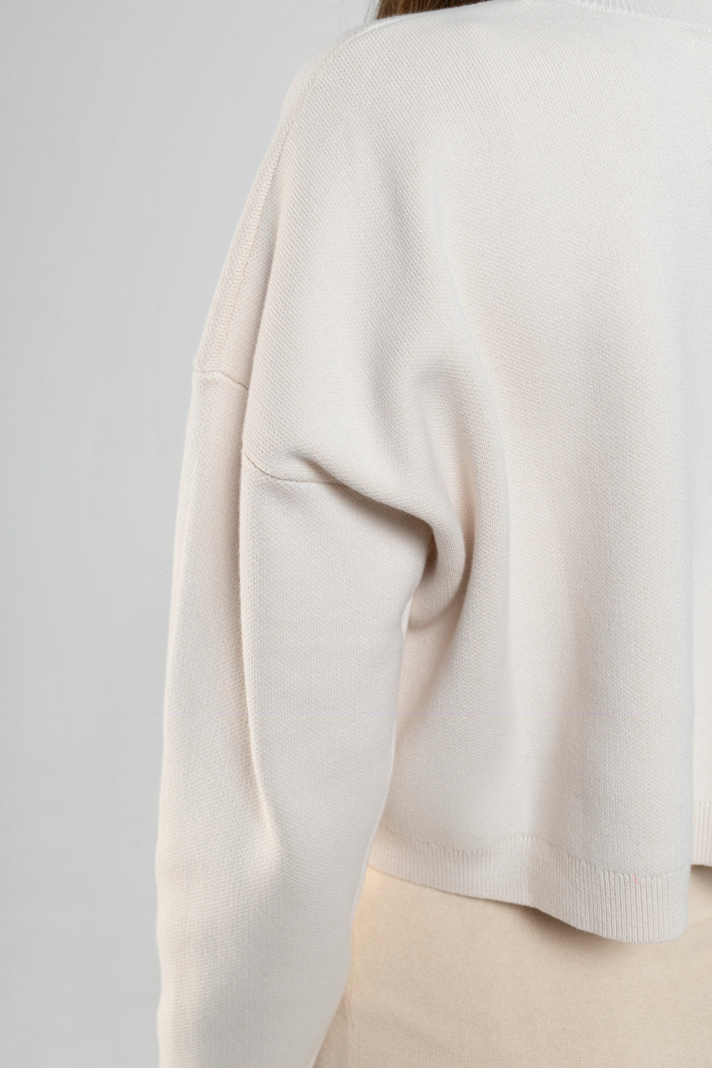 Nala Cropped Crewneck Sweater In Ivory