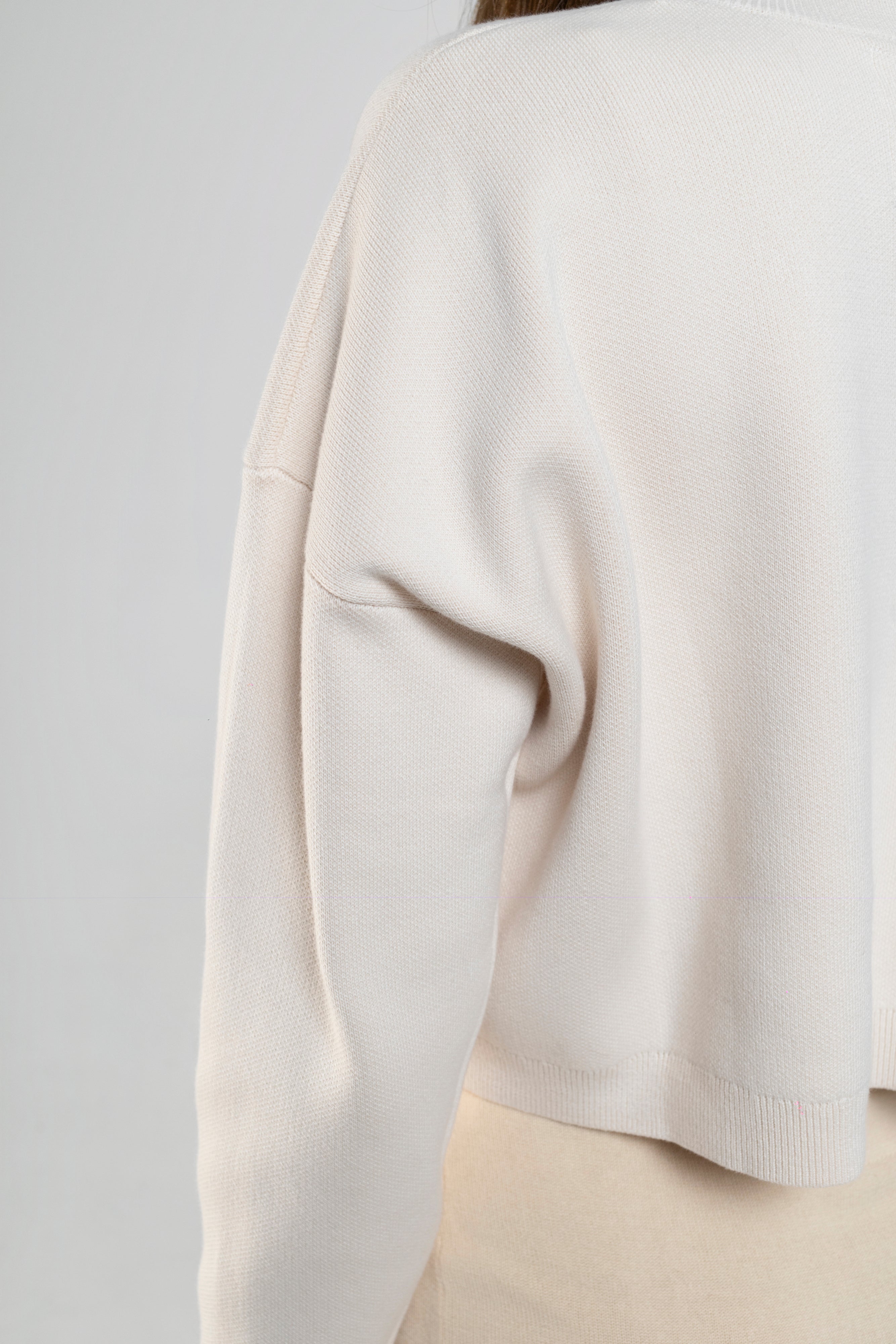 Nala Cropped Crewneck Sweater In Ivory