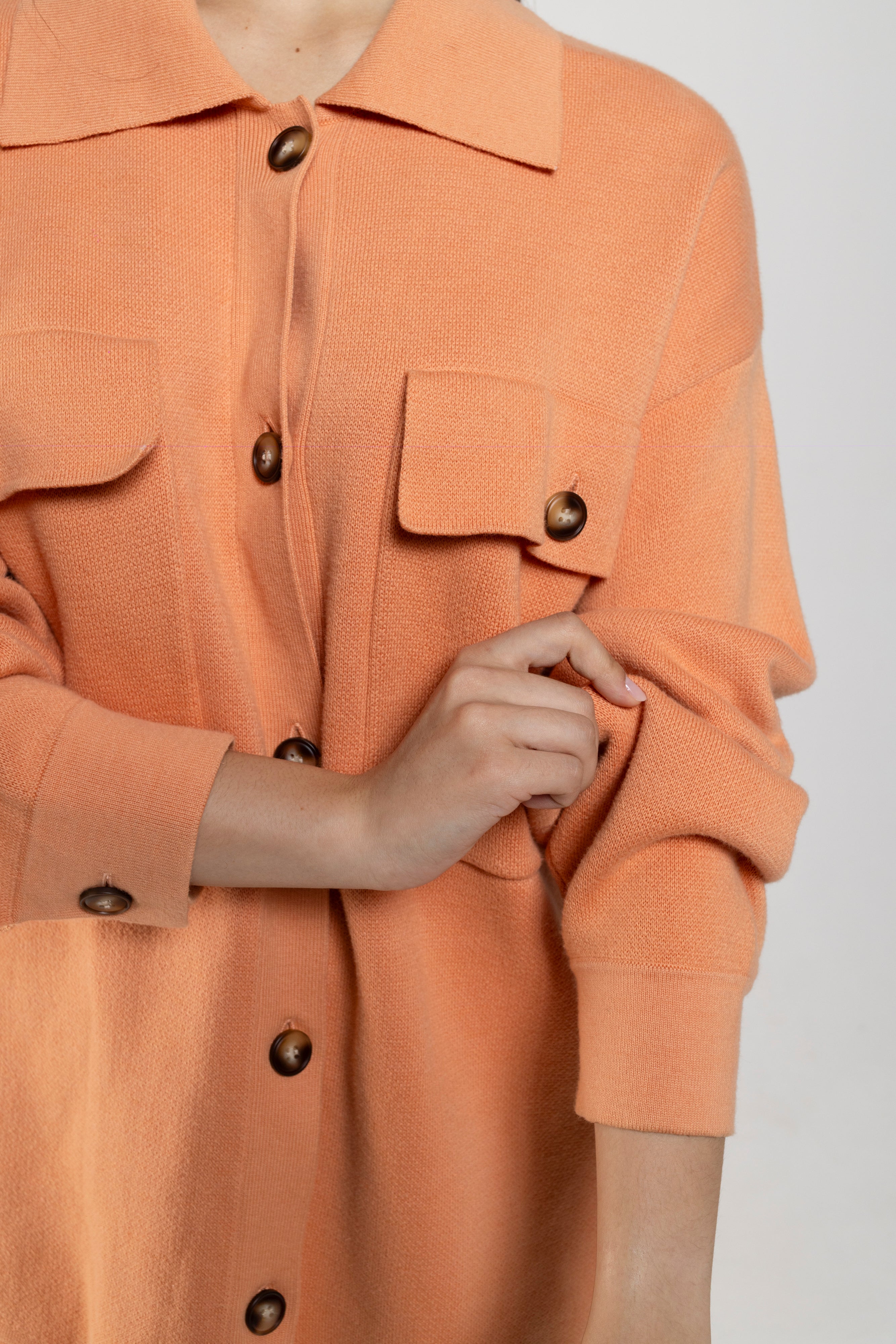 Lucy Knit Shacket In Coral