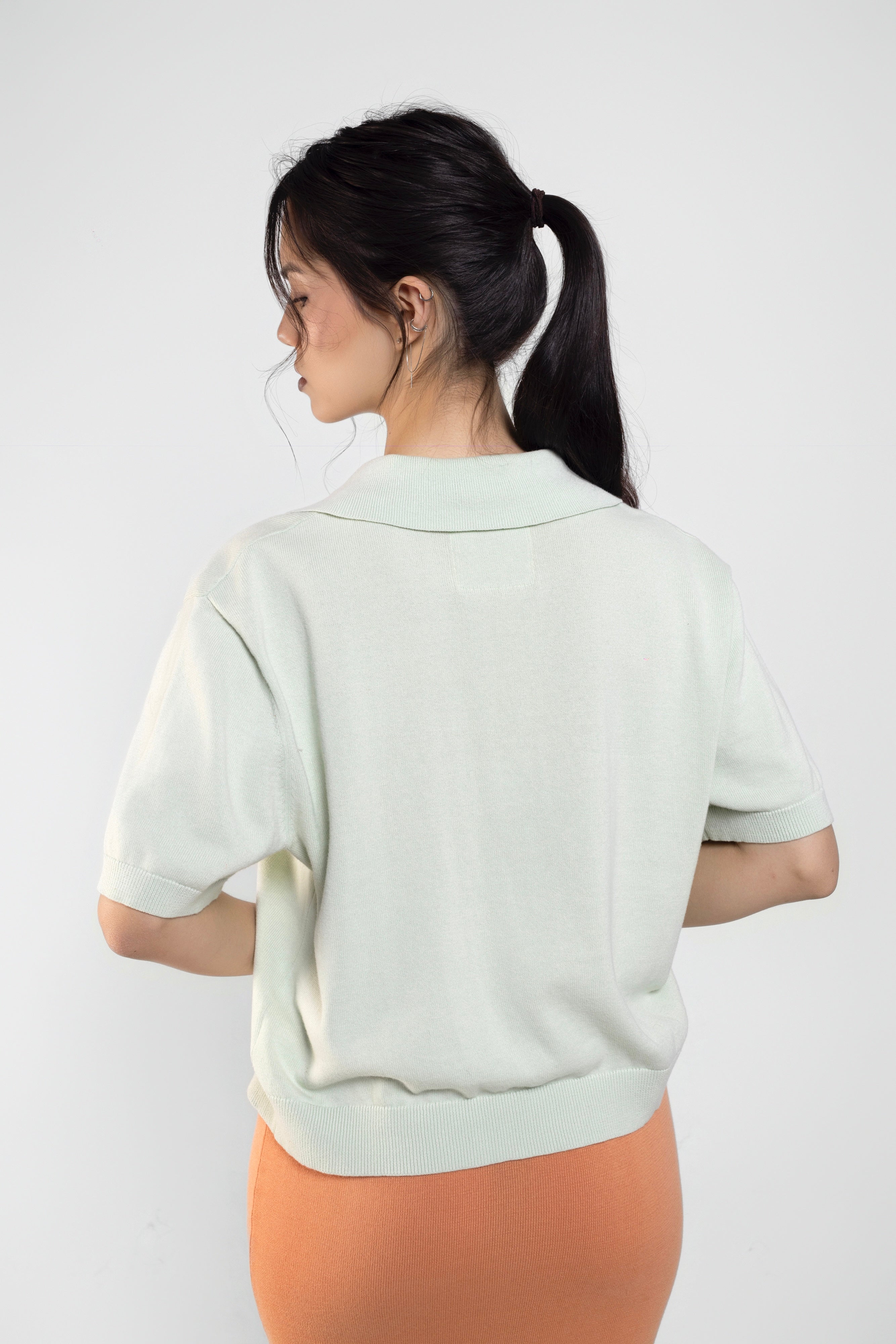 Bellis Crop Polo In Sage