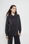 Lucy Knit Shacket In Charcoal