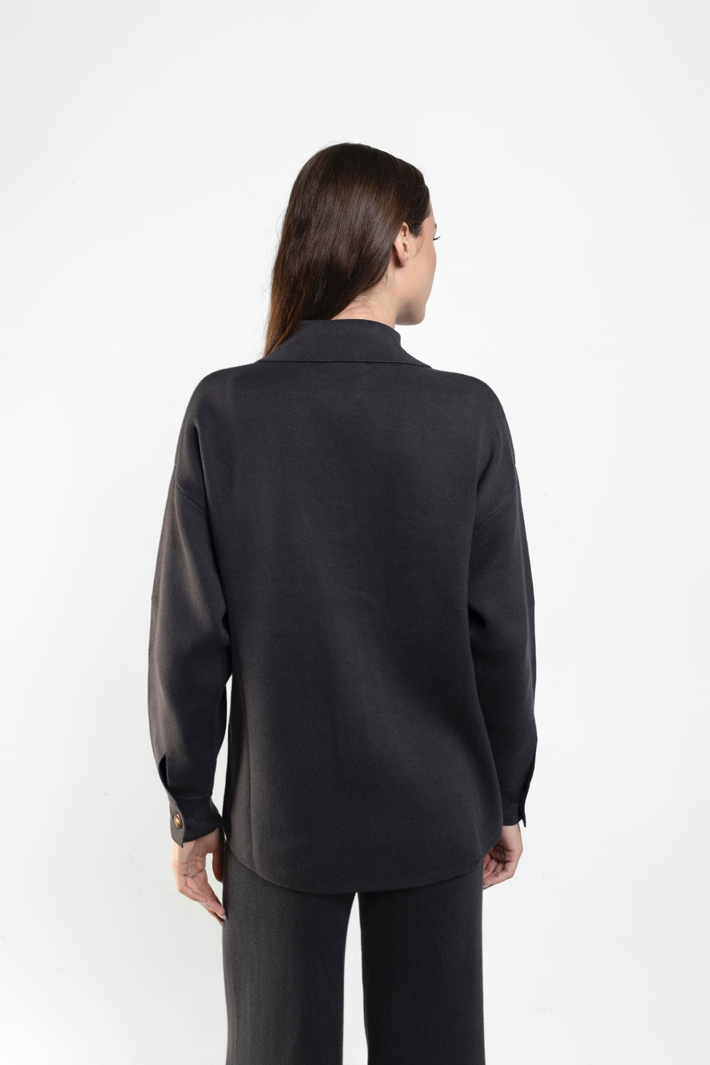 Lucy Knit Shacket In Charcoal