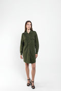 Ari Long Knit Shacket In Forest Green