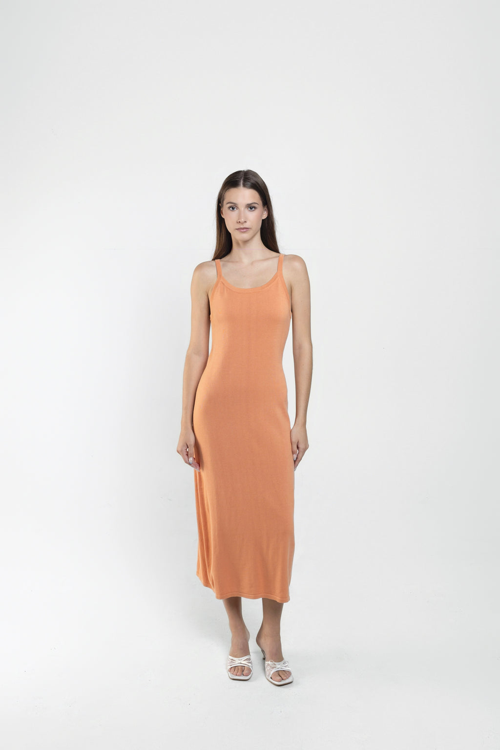 Essentia Knit Midi Dress In Coral