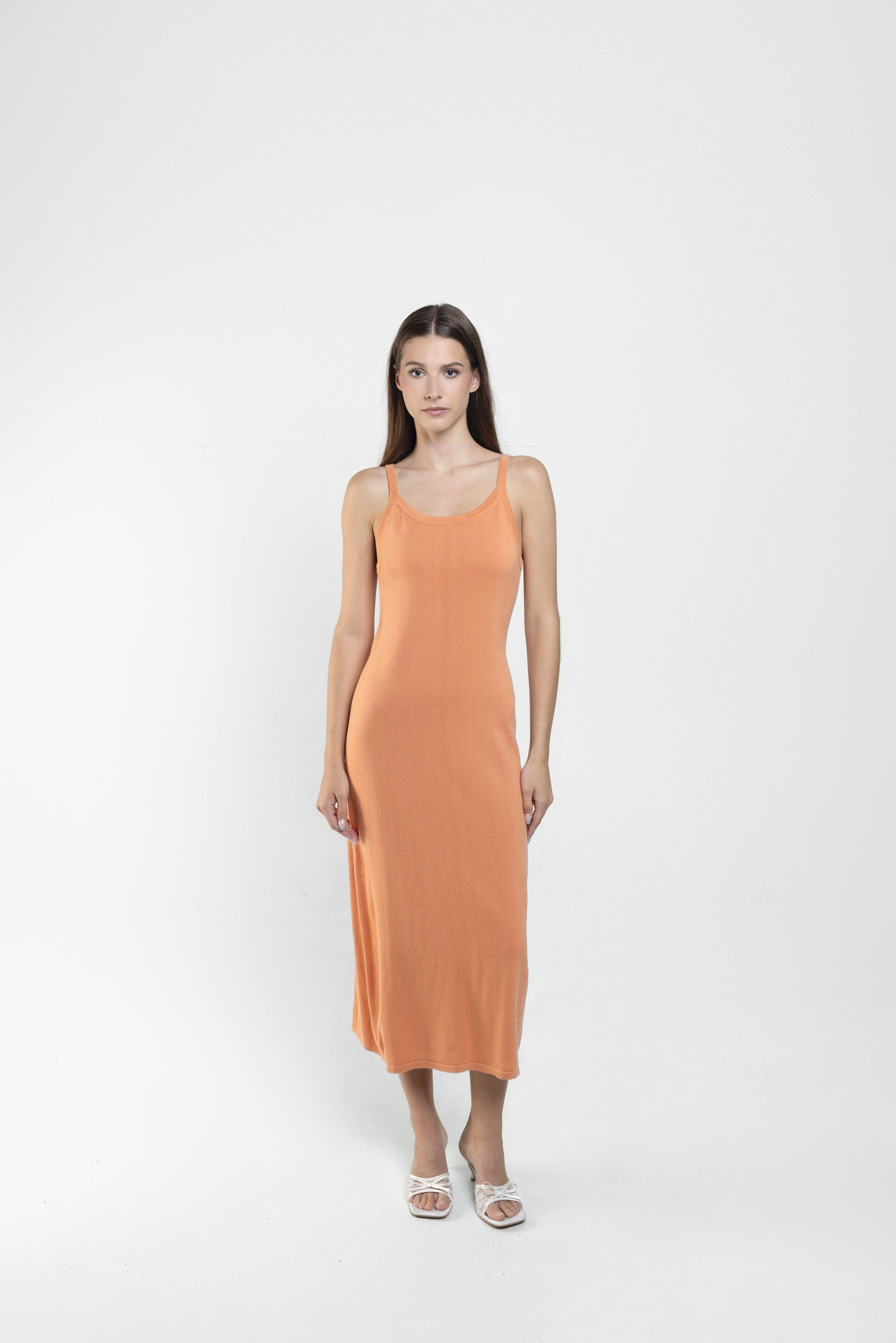 Essentia Knit Midi Dress In Coral