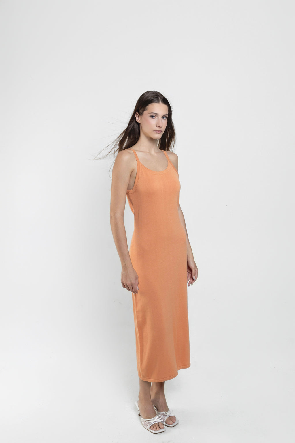 Essentia Knit Midi Dress In Coral
