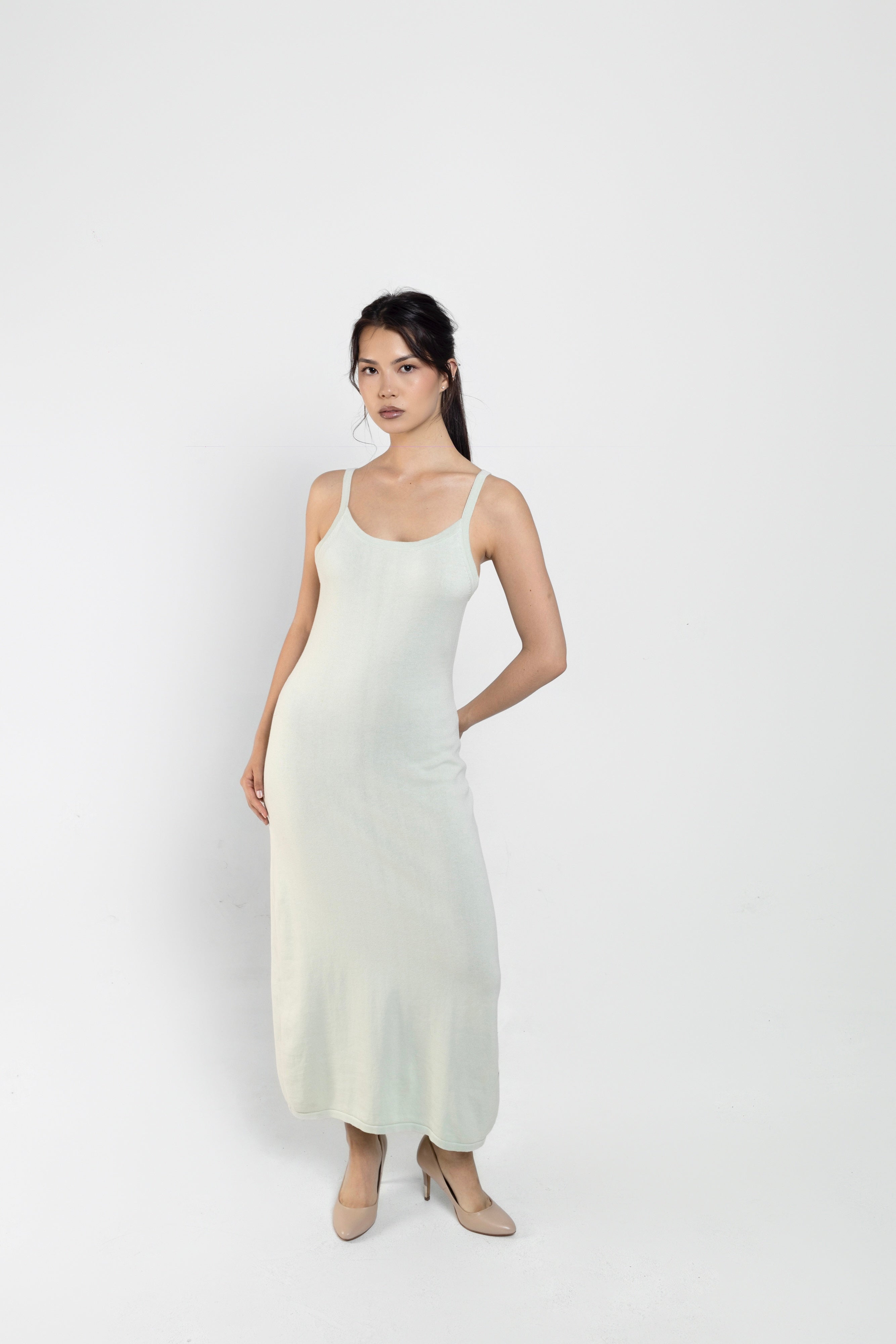 Essentia Knit Midi Dress In Sage Green