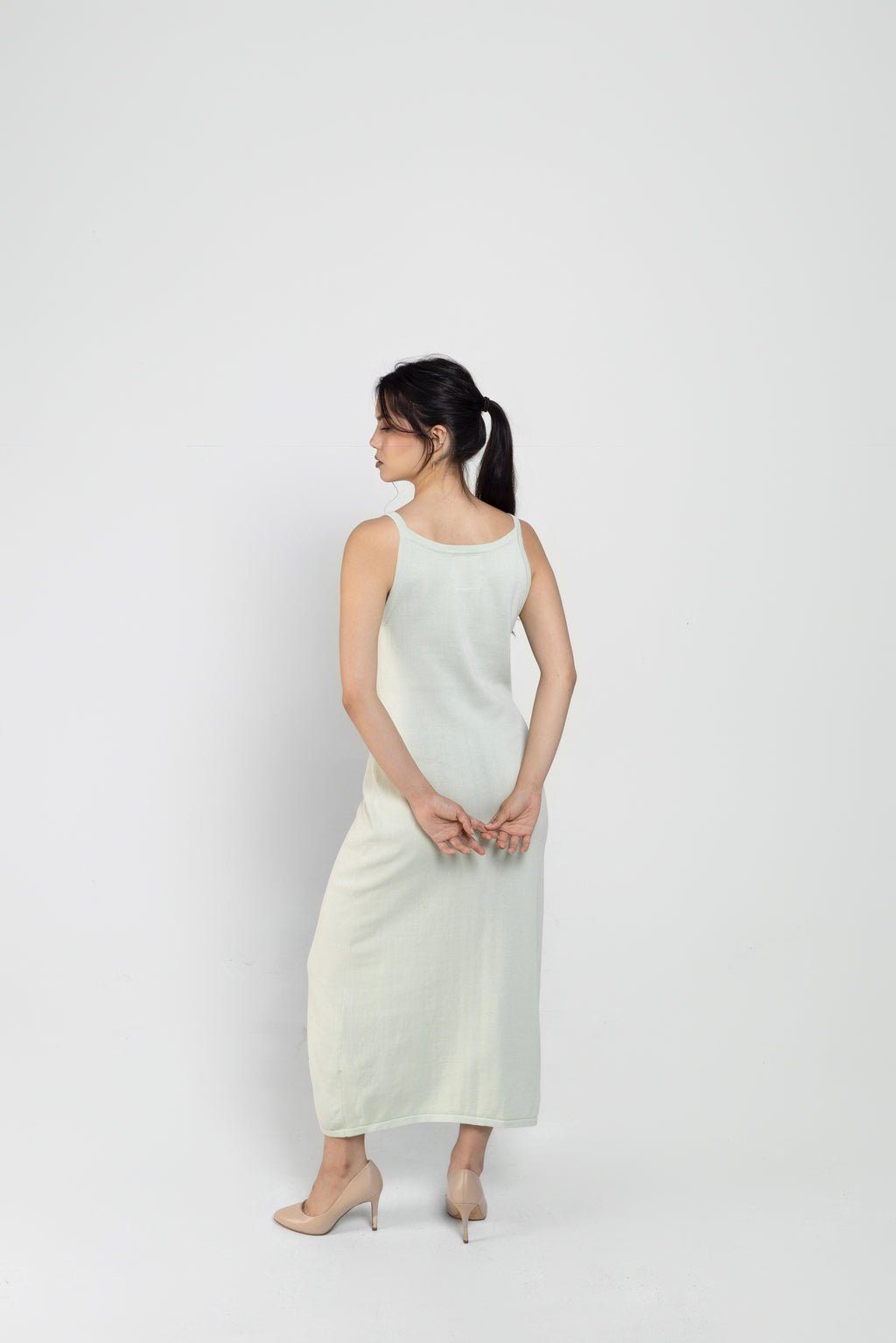 Essentia Knit Midi Dress In Sage Green