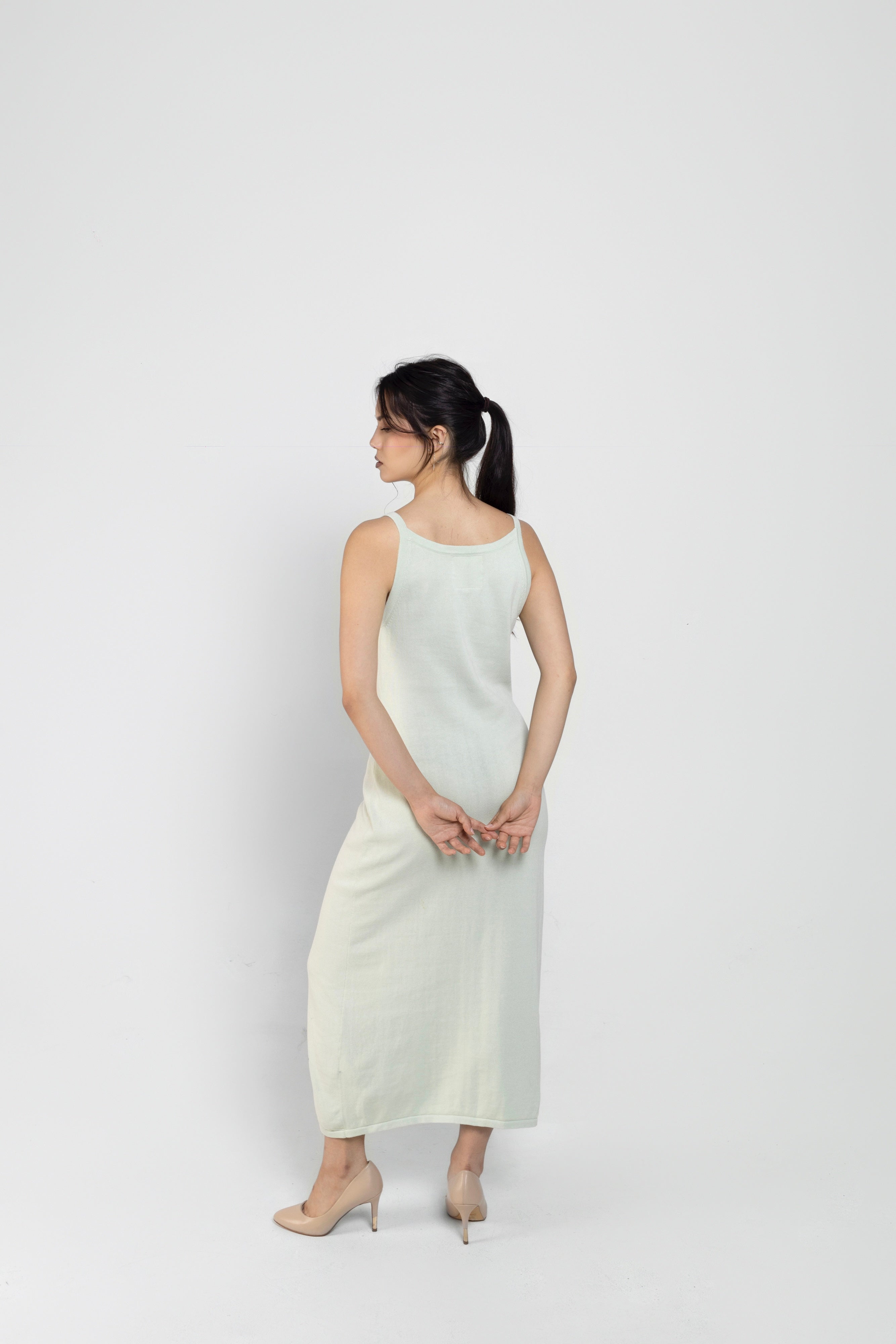 Essentia Knit Midi Dress In Sage Green