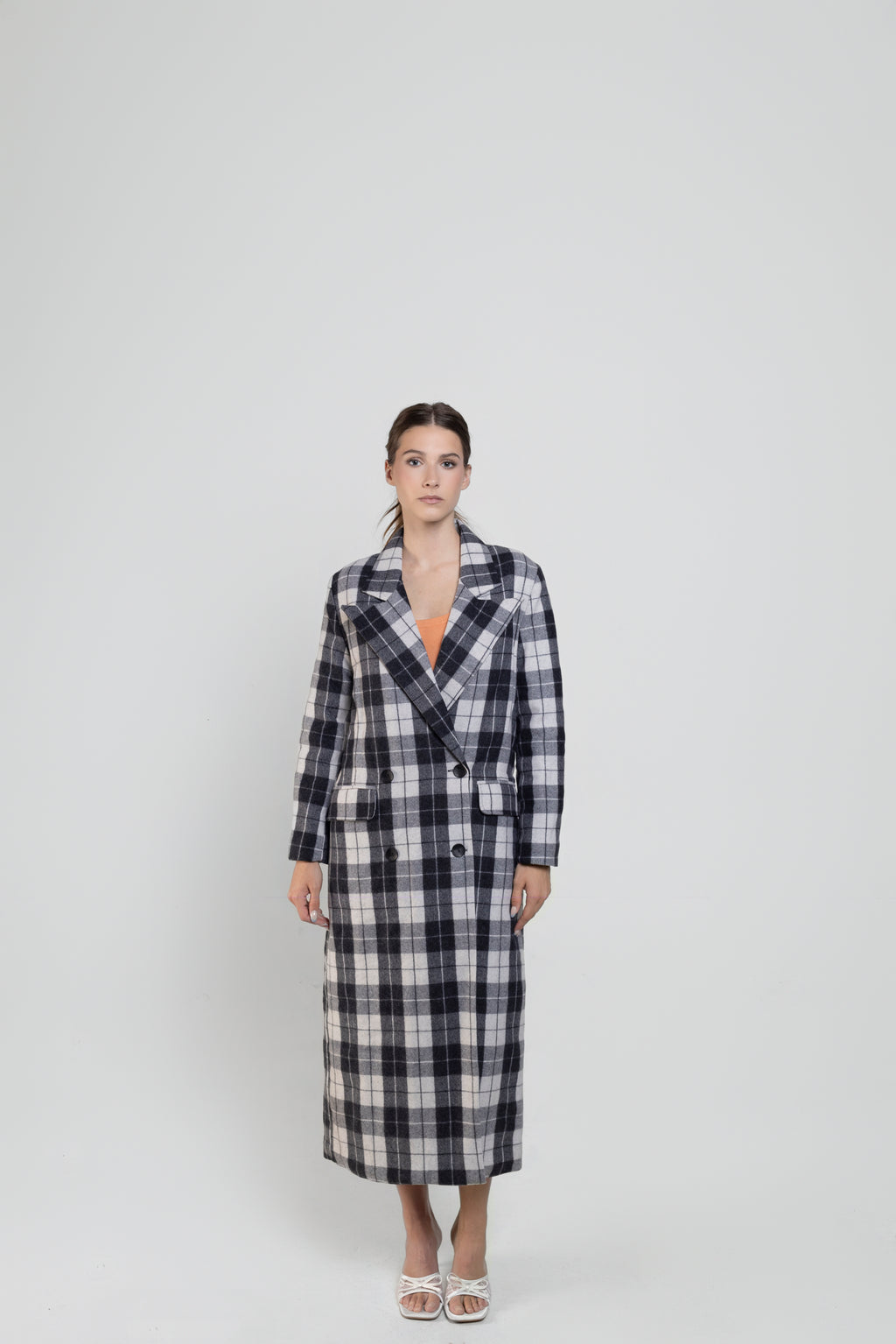 Vintage Peaks Ultralong Jacket in Grey Plaid