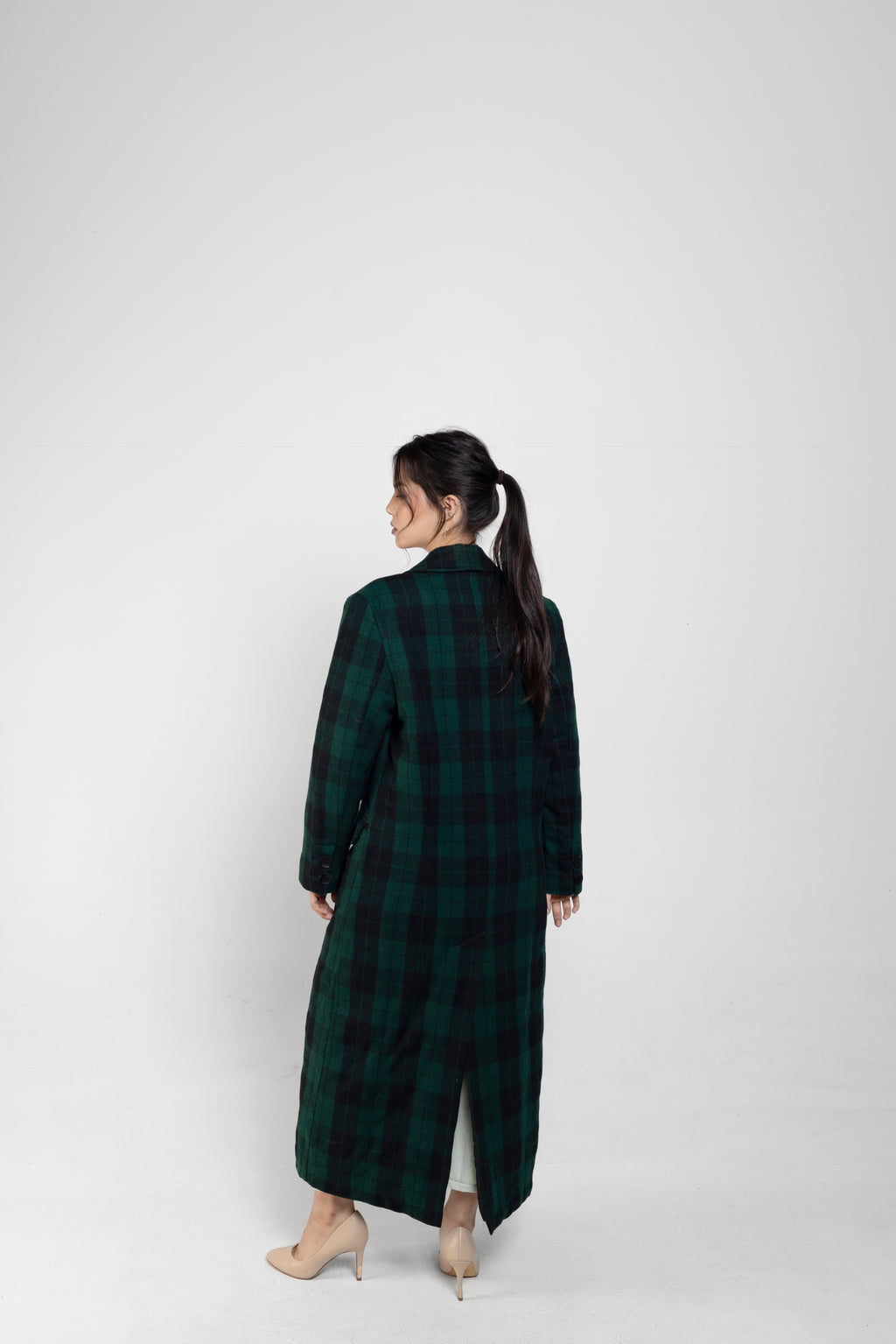 Vintage Peaks Ultralong Jacket In Green Plaid