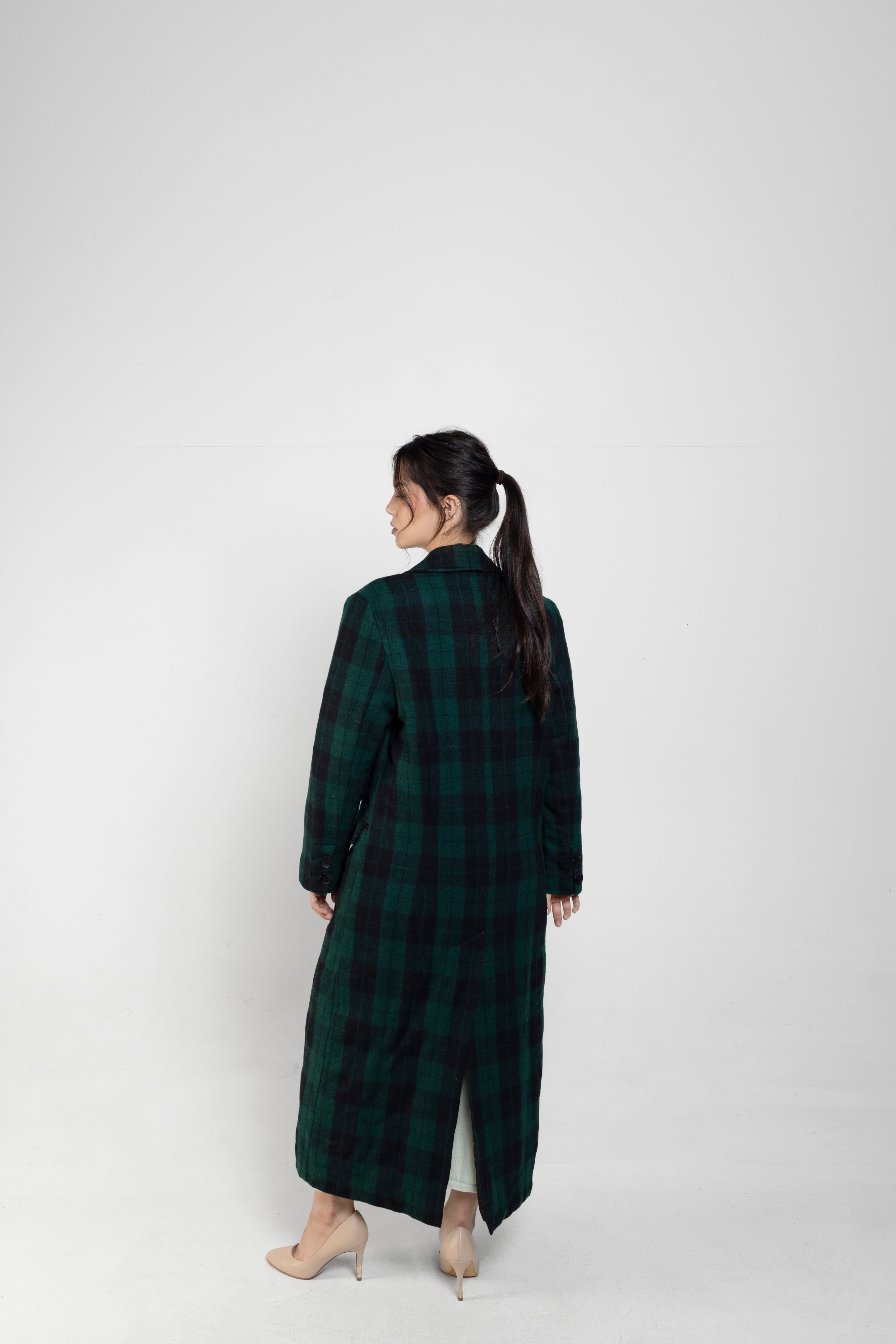 Vintage Peaks Ultralong Jacket In Green Plaid