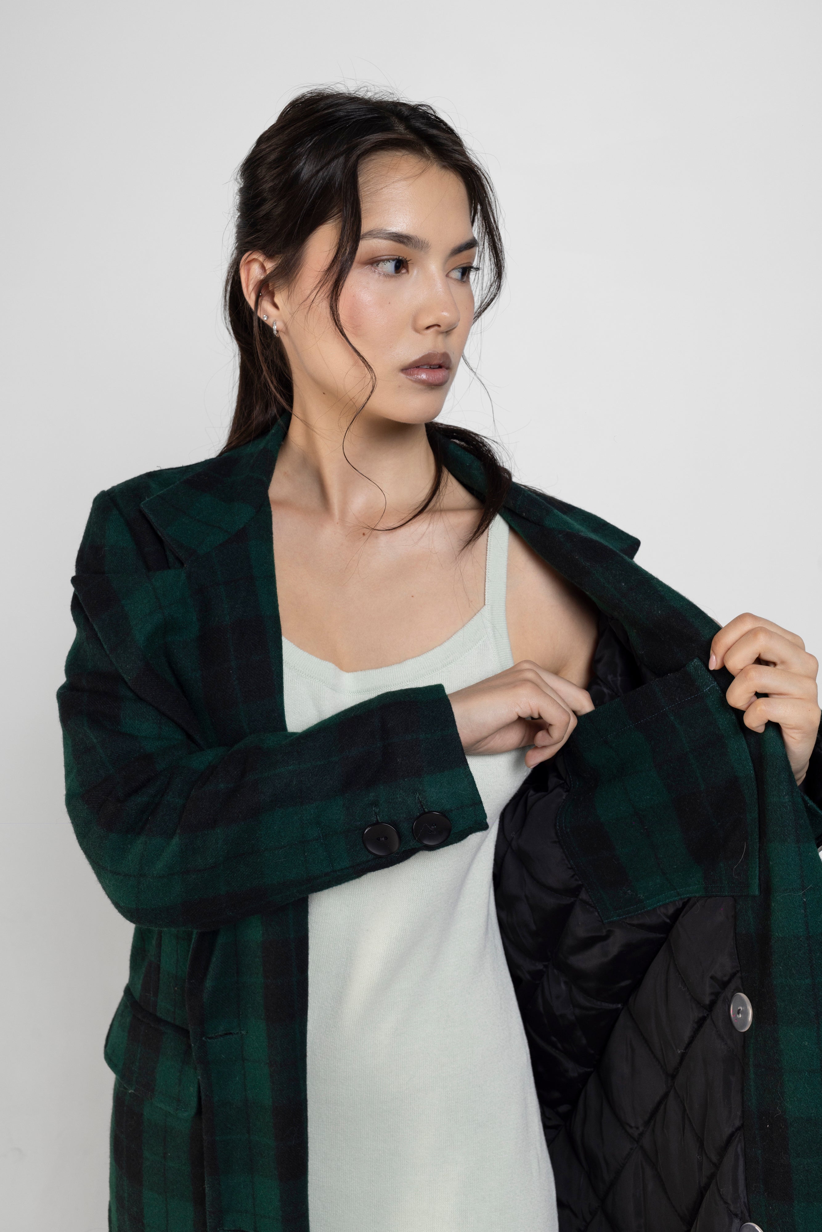 Vintage Peaks Ultralong Jacket In Green Plaid