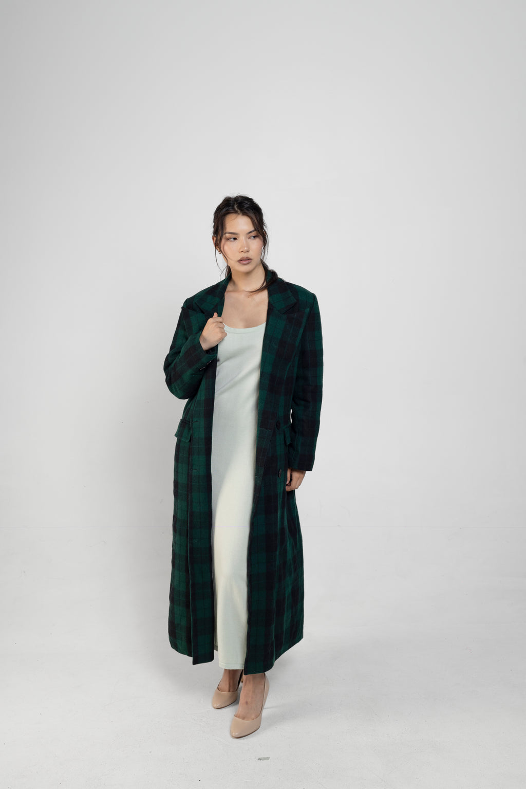 Vintage Peaks Ultralong Jacket In Green Plaid