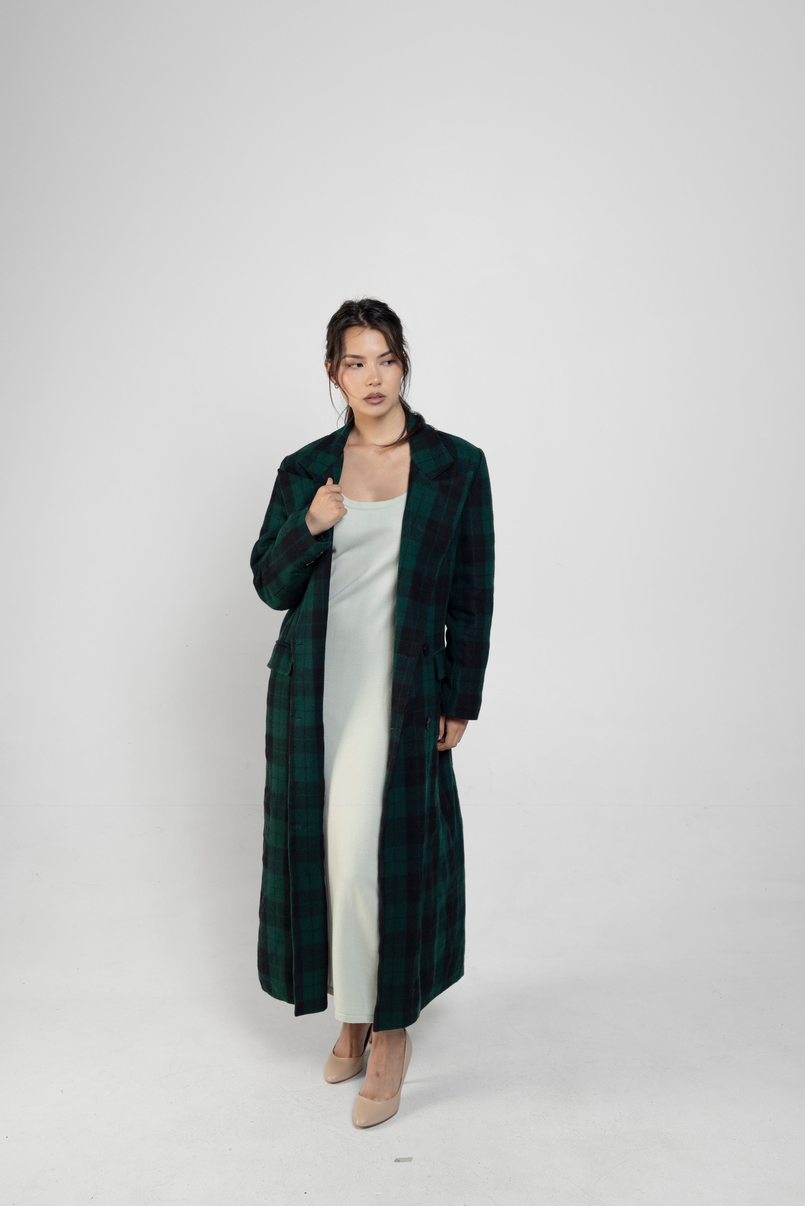 Vintage Peaks Ultralong Jacket In Green Plaid