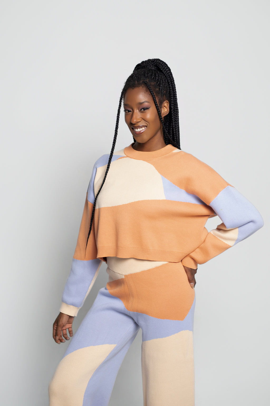 Nala Cropped Crewneck Sweater In Desert Sunset