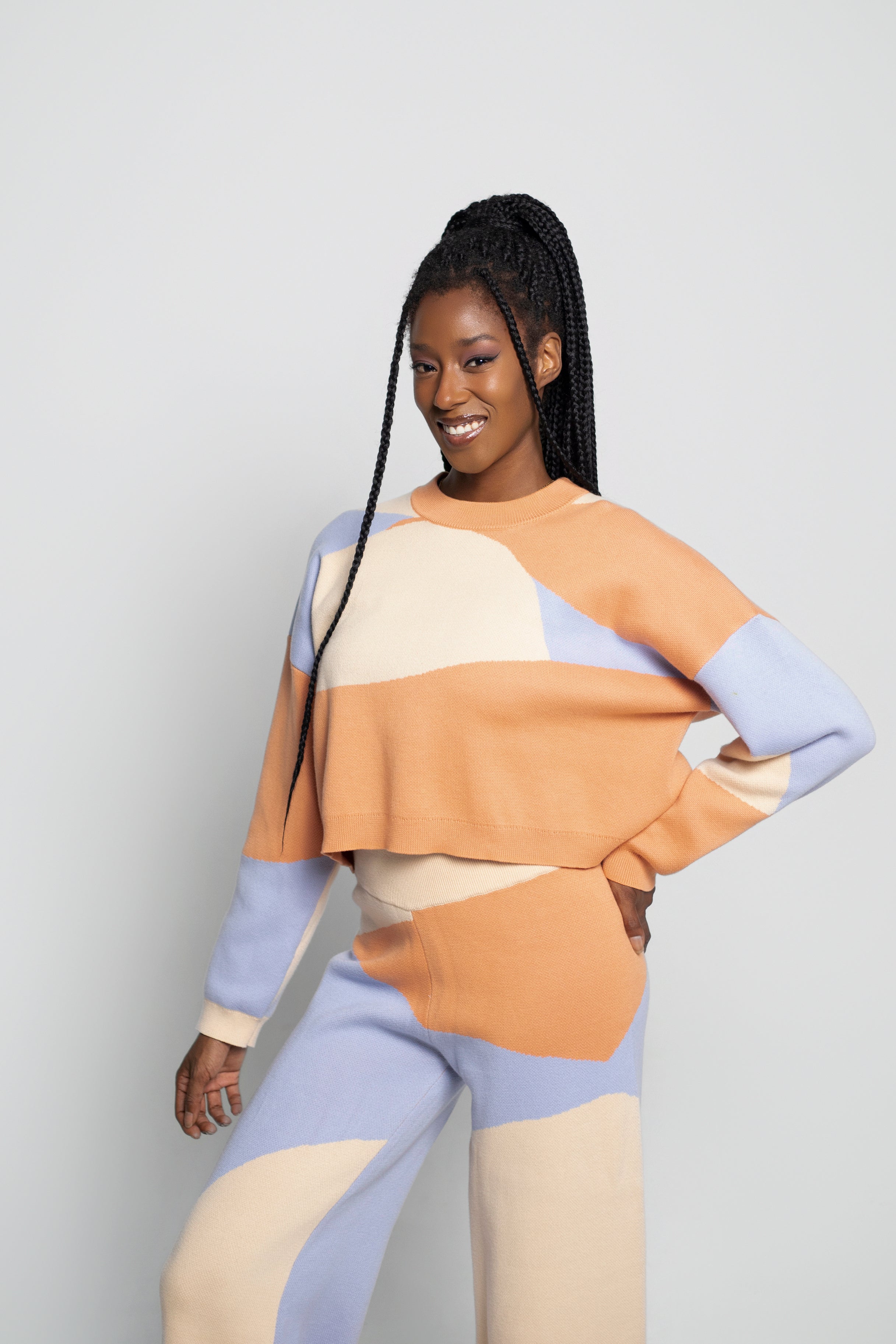 Nala Cropped Crewneck Sweater In Desert Sunset