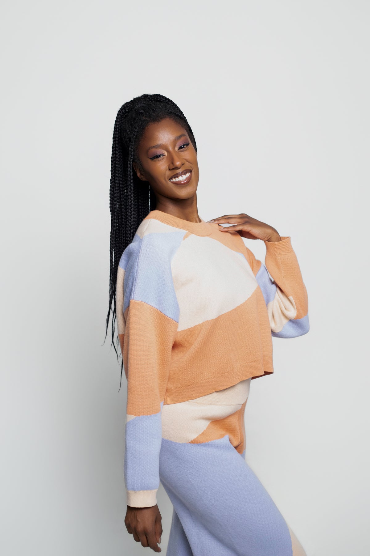 Nala Cropped Crewneck Sweater In Desert Sunset