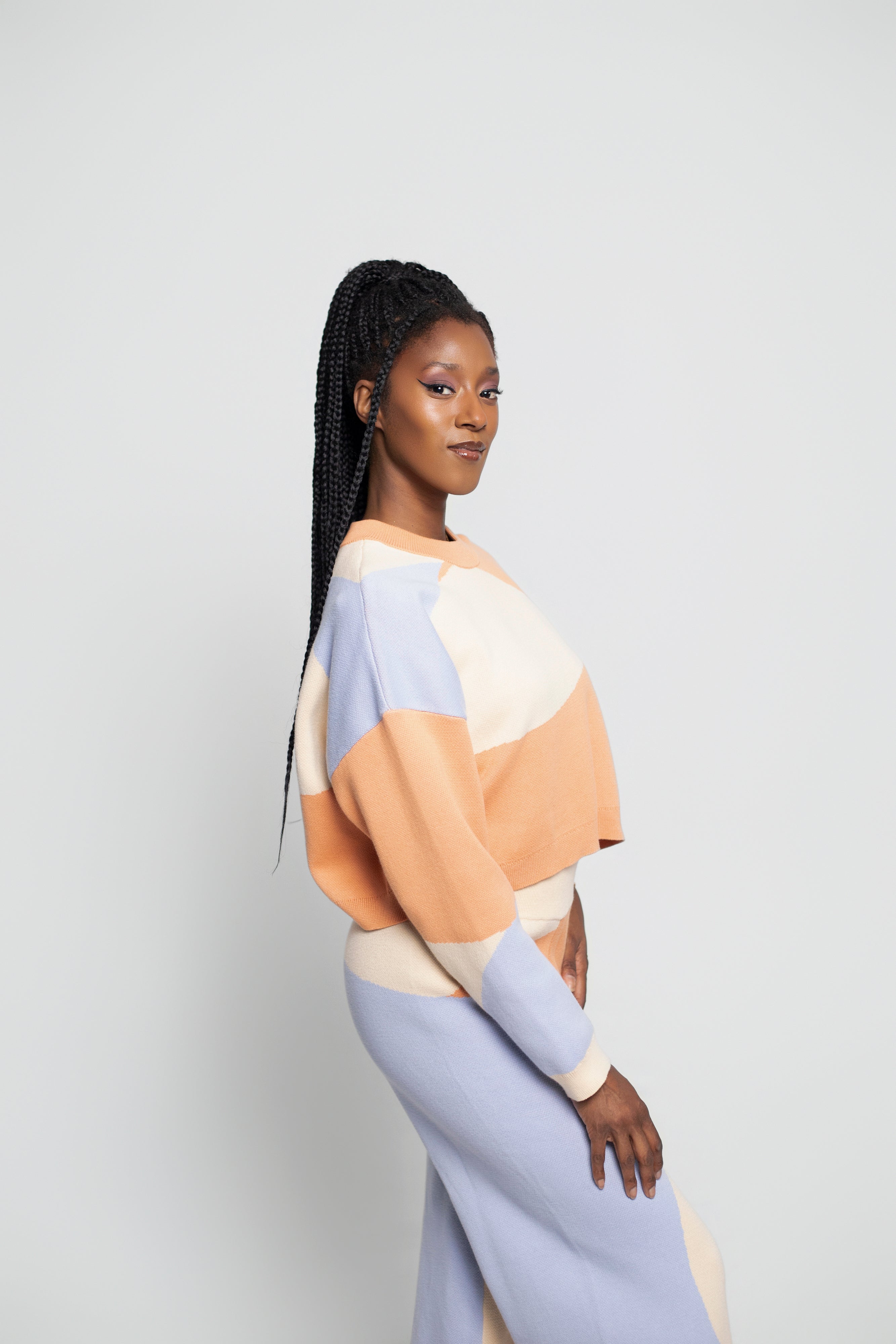 Nala Cropped Crewneck Sweater In Desert Sunset