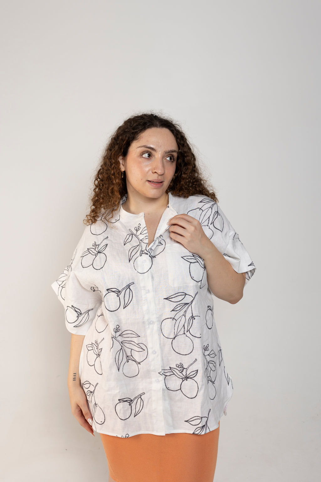 Arancia Boxy Linen Shirt Dress In White
