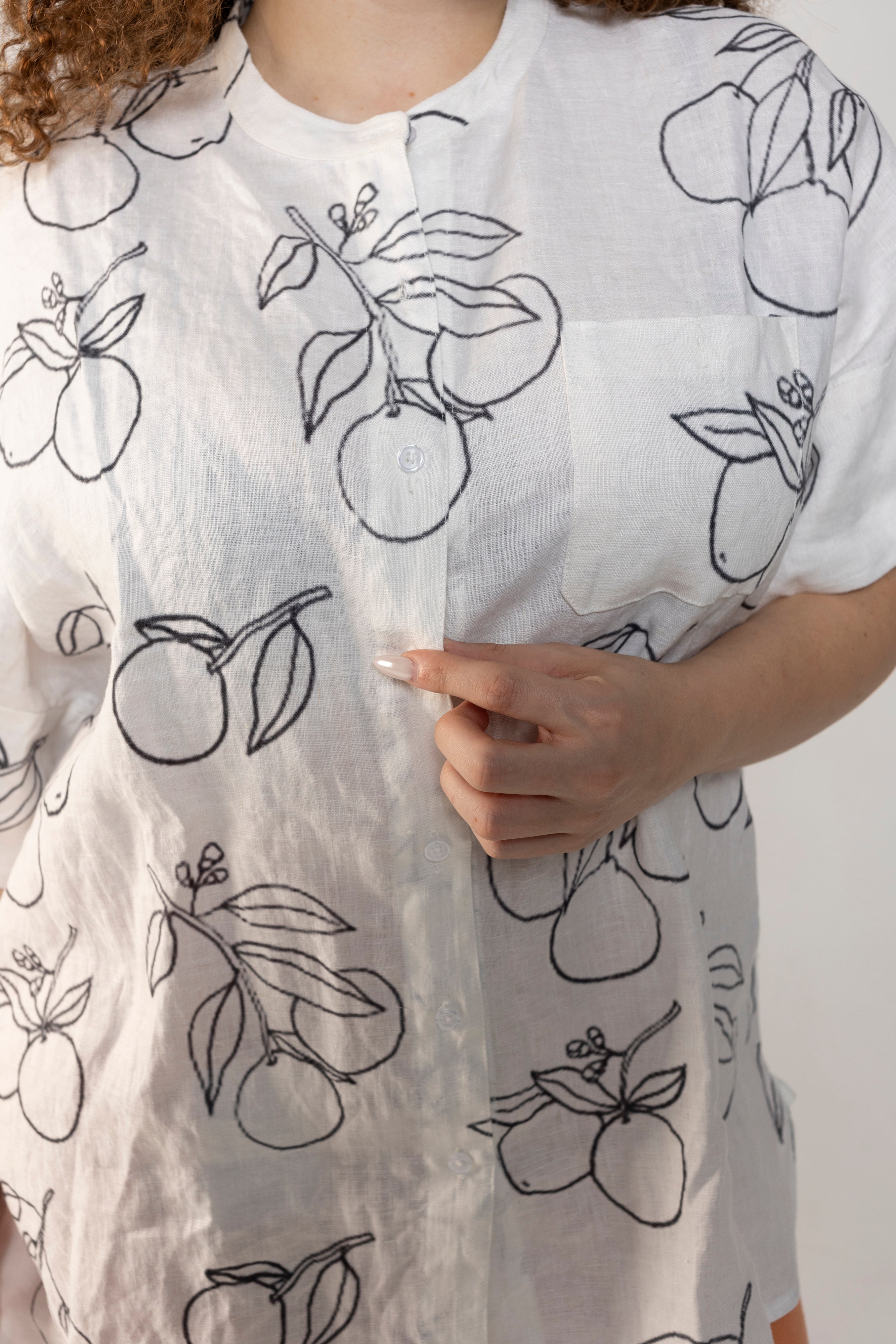 Arancia Boxy Linen Shirt Dress In White