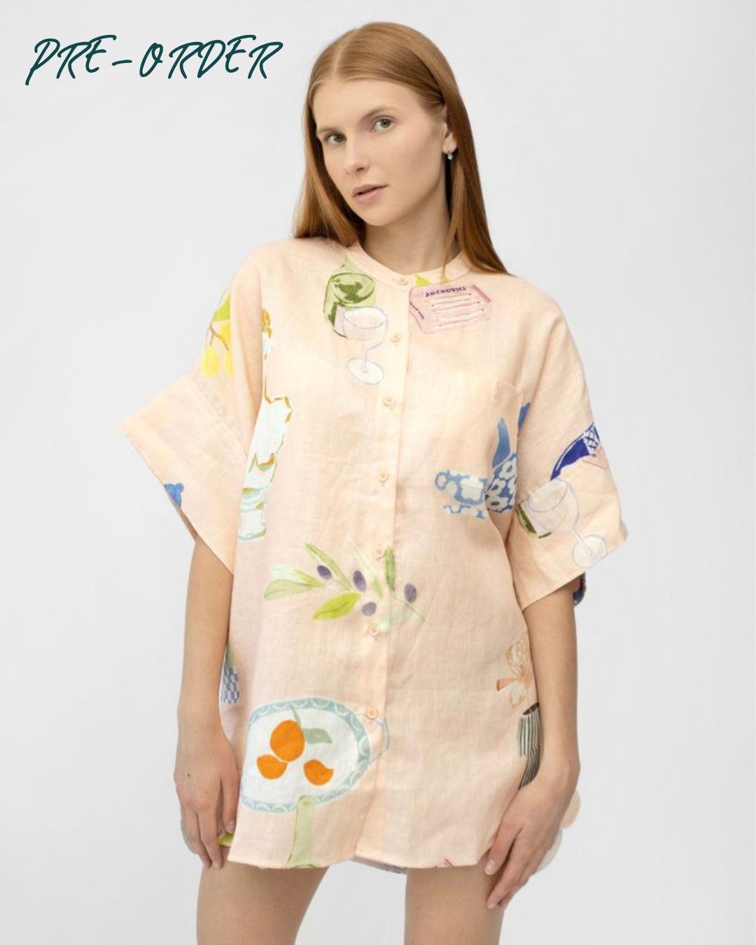 Italian Riviera Boxy Linen Shirt Dress