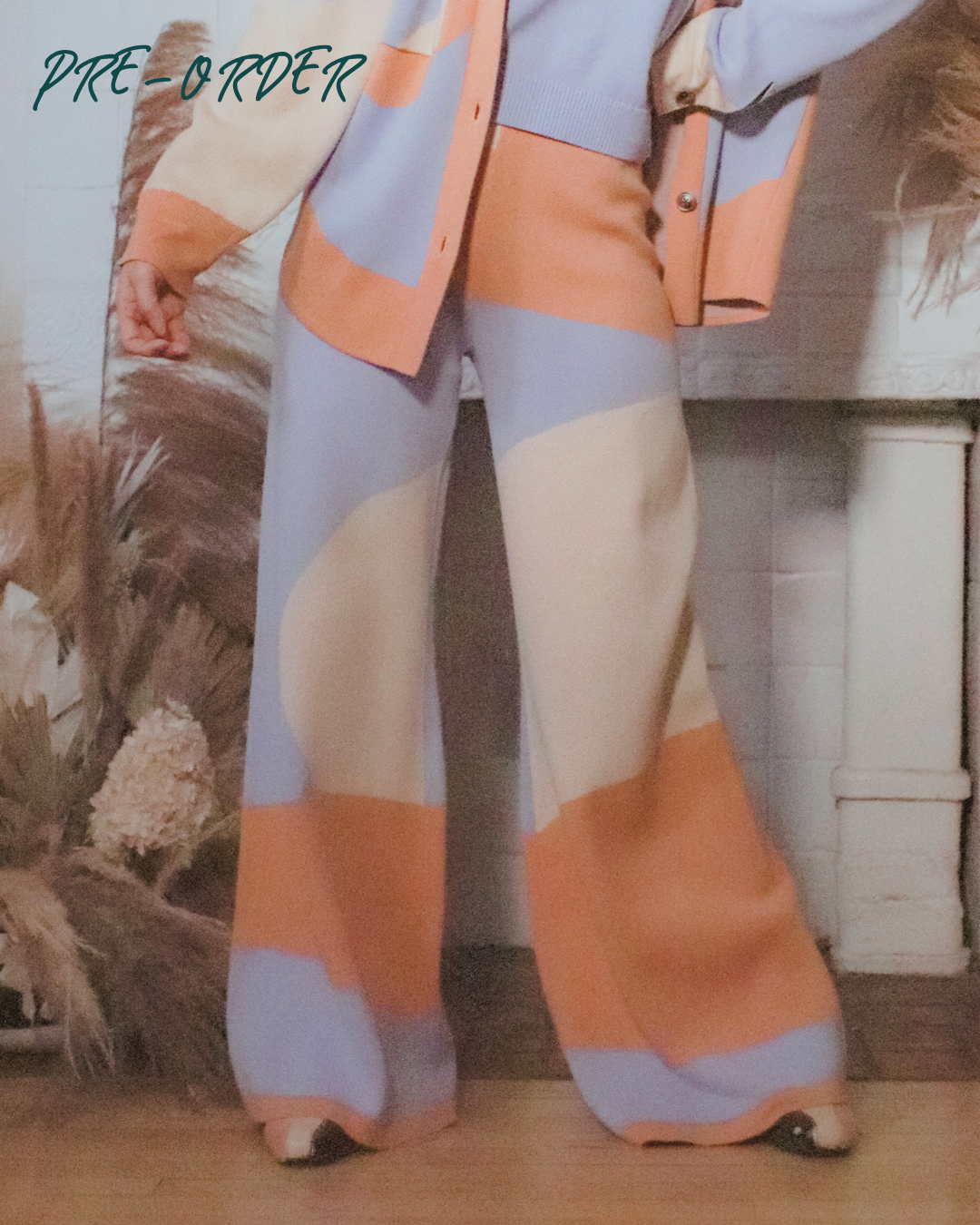 Farah Wide Leg Knit Pants In Desert Sunset