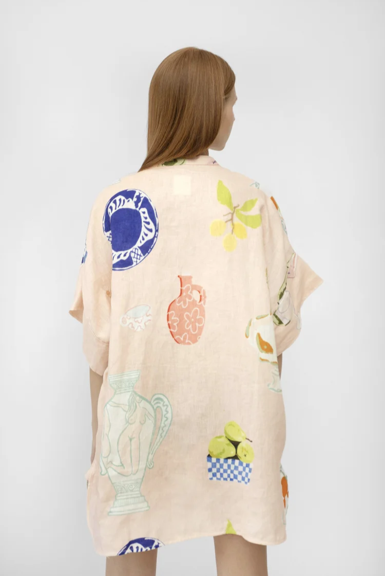 Italian Riviera Boxy Linen Shirt Dress