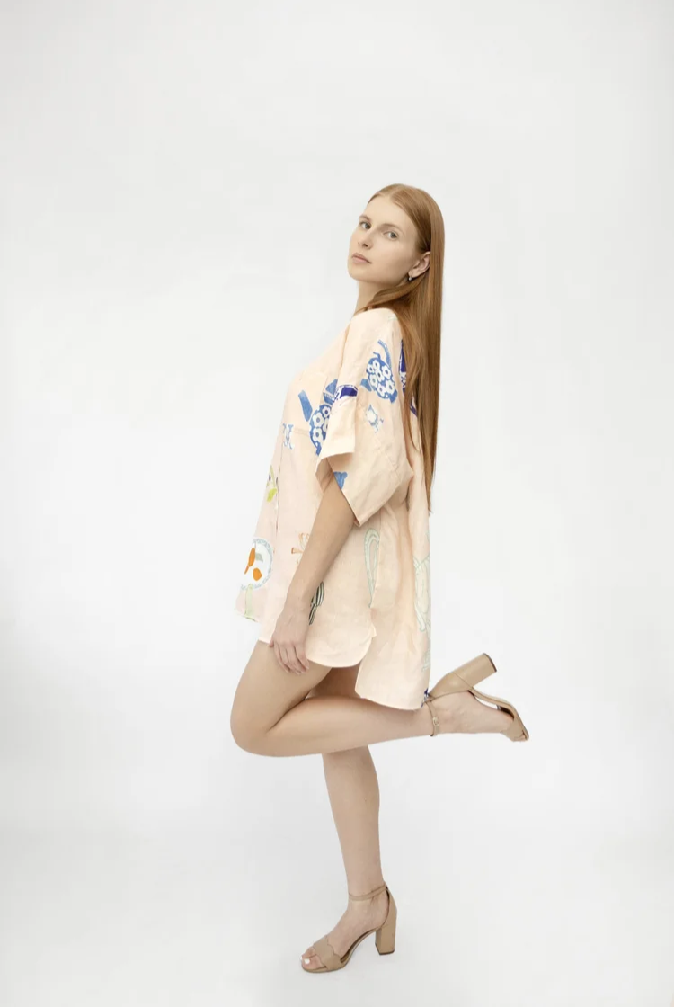 Italian Riviera Boxy Linen Shirt Dress