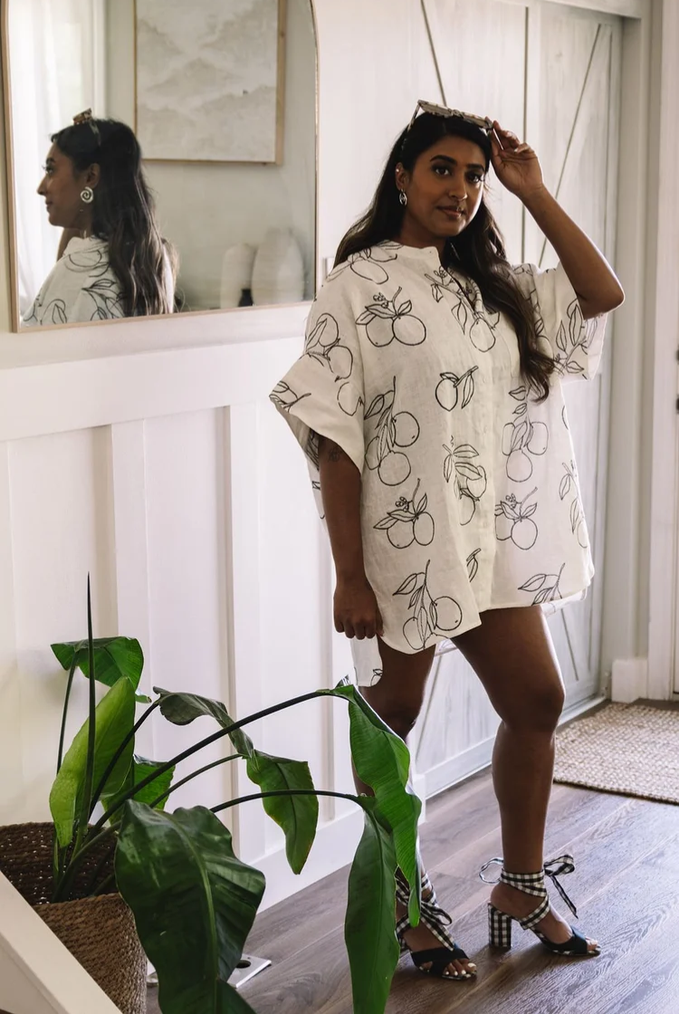 Arancia Boxy Linen Shirt Dress In White