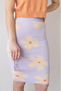 Luma Fitted Midi Skirt In Lilac Daisy Print
