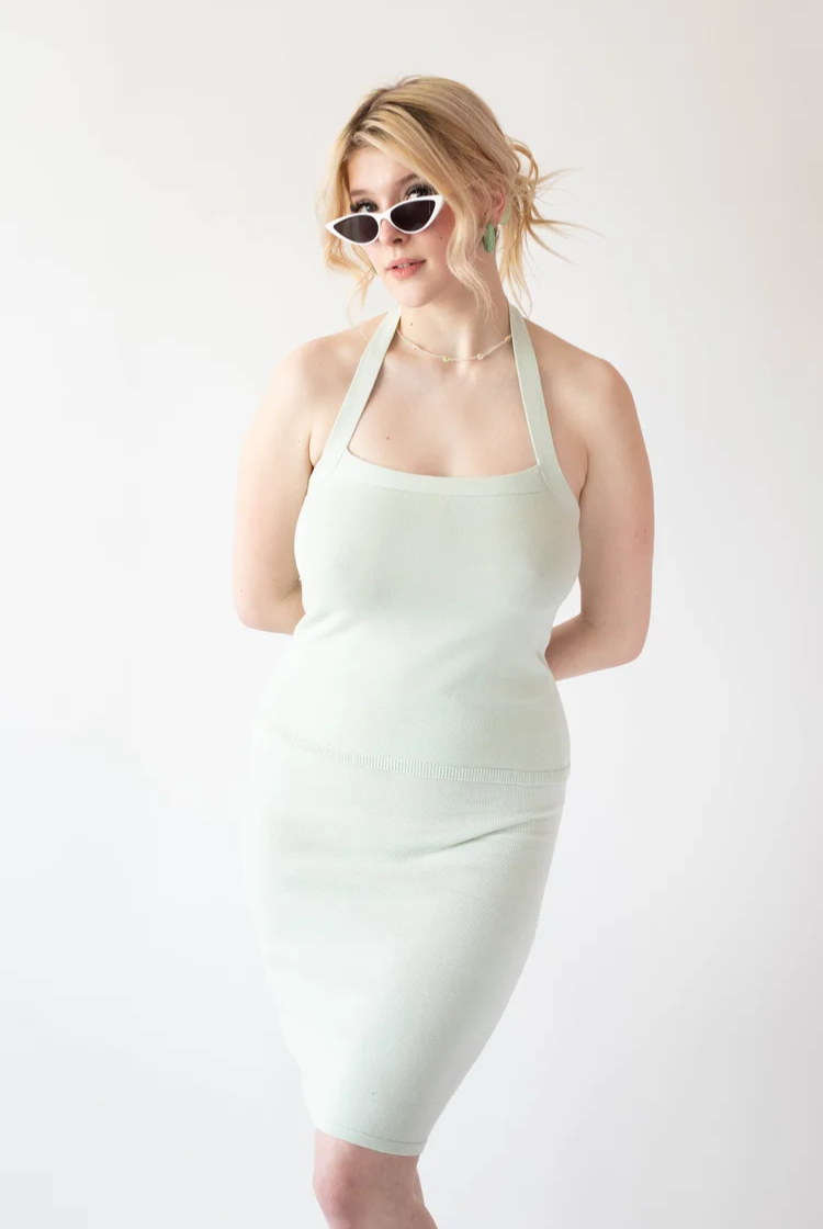 Luma Fitted Midi Skirt In Sage Green