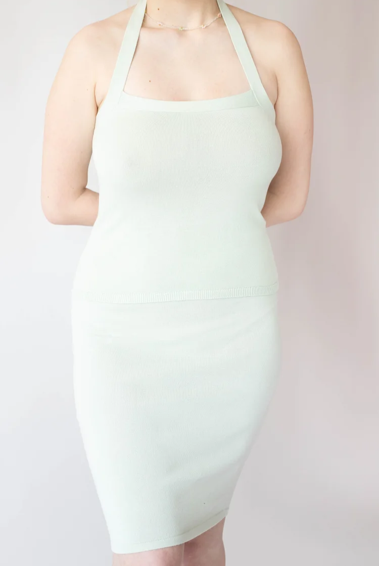 Luma Fitted Midi Skirt In Sage Green