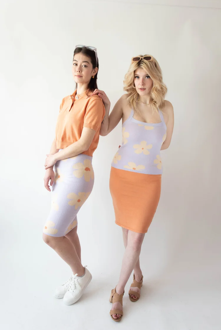 Luma Fitted Midi Skirt In Coral