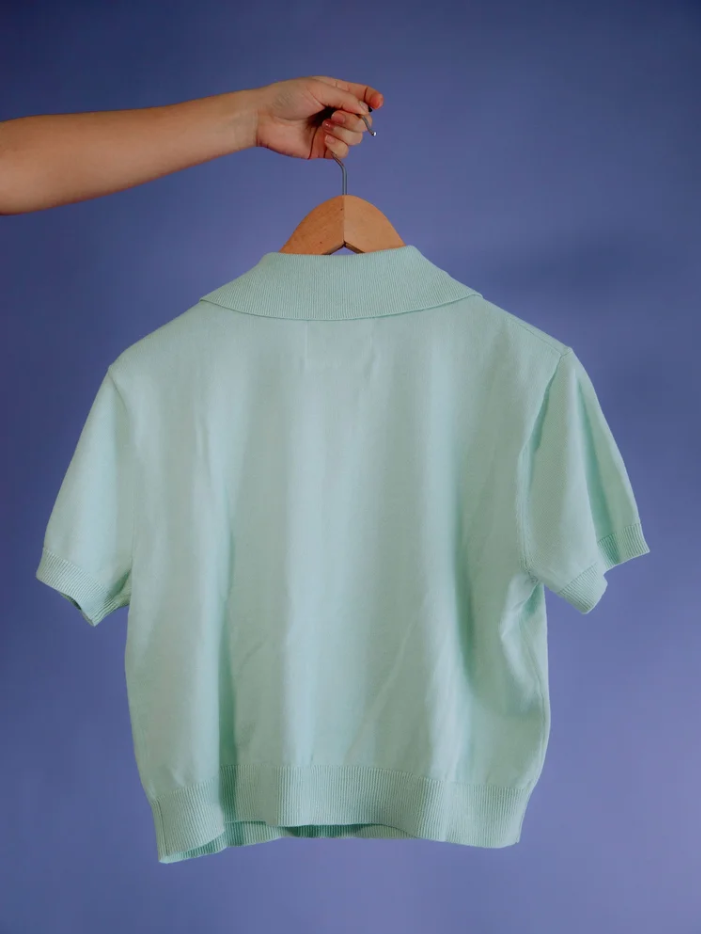 Bellis Crop Polo In Sage