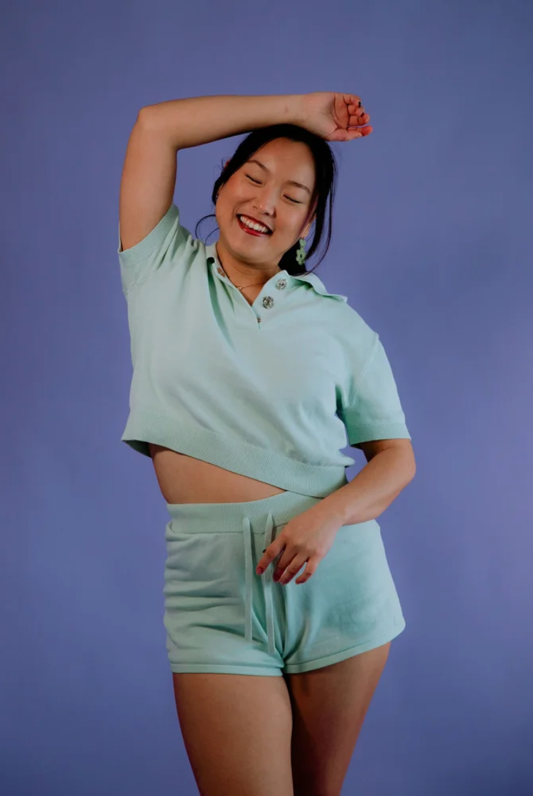Bellis Crop Polo In Sage