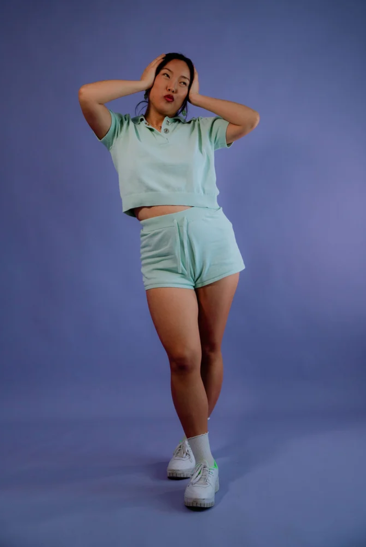 Bellis Crop Polo In Sage