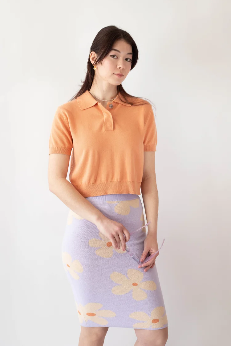 Bellis Crop Polo In Coral