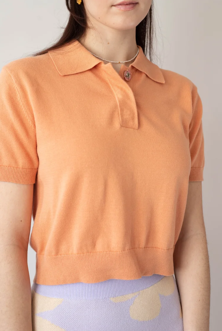 Bellis Crop Polo In Coral